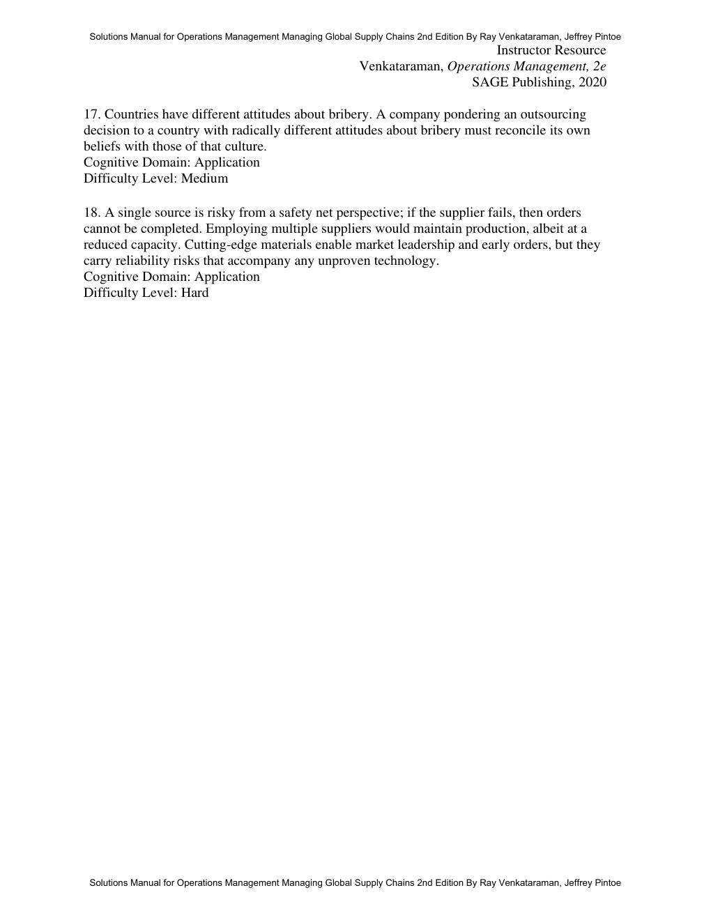 Preview page 6 of Solutions Manual Operations Management Managing Global Supply Chains 2nd Edition By Ray Venkataraman, Jeffrey Pintoe
