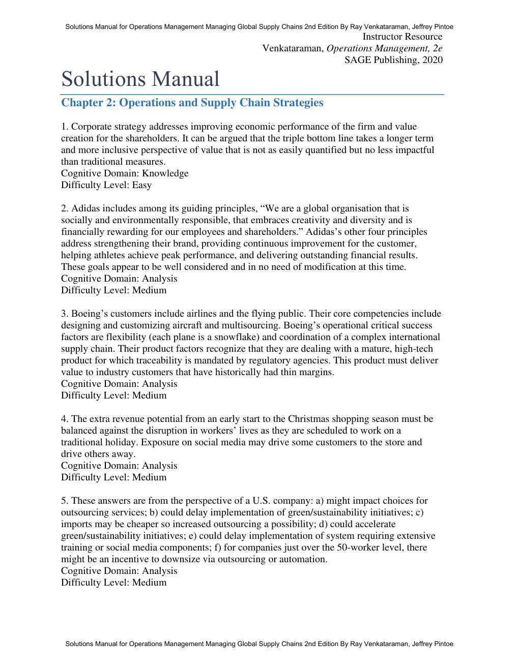 Preview page 7 of Solutions Manual Operations Management Managing Global Supply Chains 2nd Edition By Ray Venkataraman, Jeffrey Pintoe