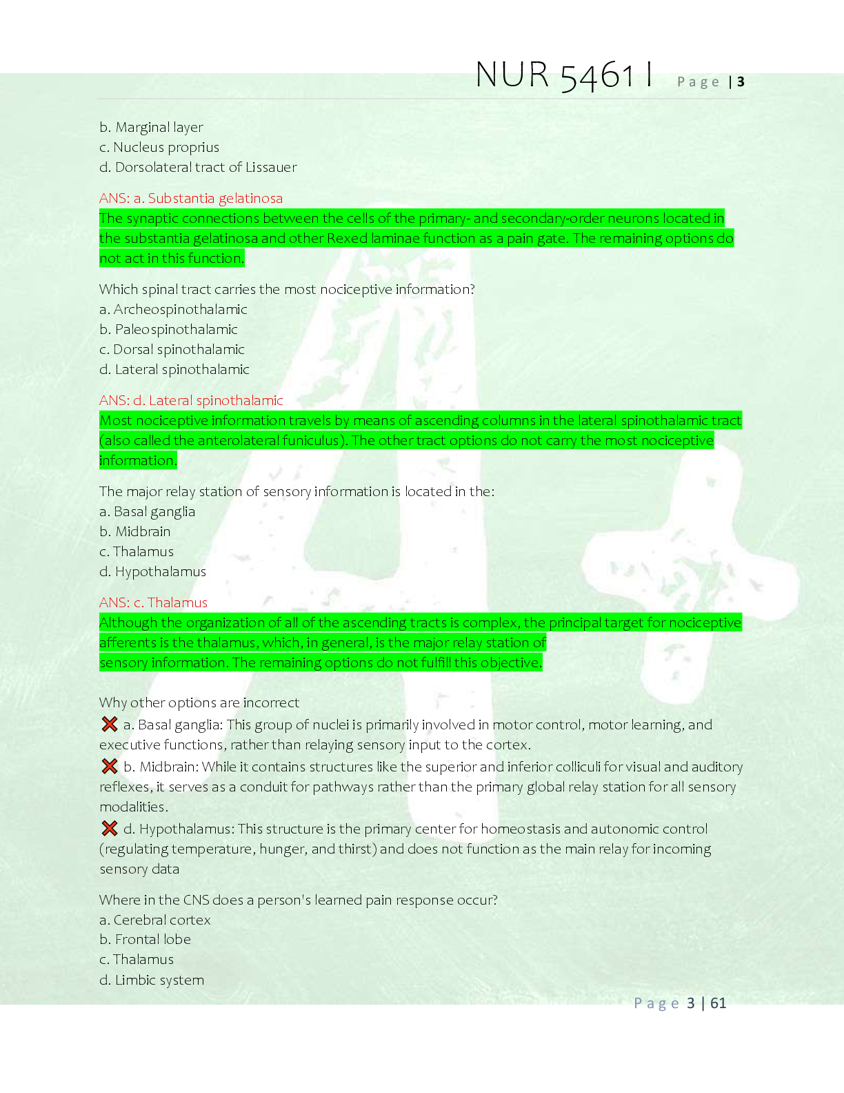 Preview page 2 of NUR 5461 Final Practice Exam and  Modules 1, 2, 3 & 4 Answer Key  Questions and Correct Verified Answers  Graded A+ Will
