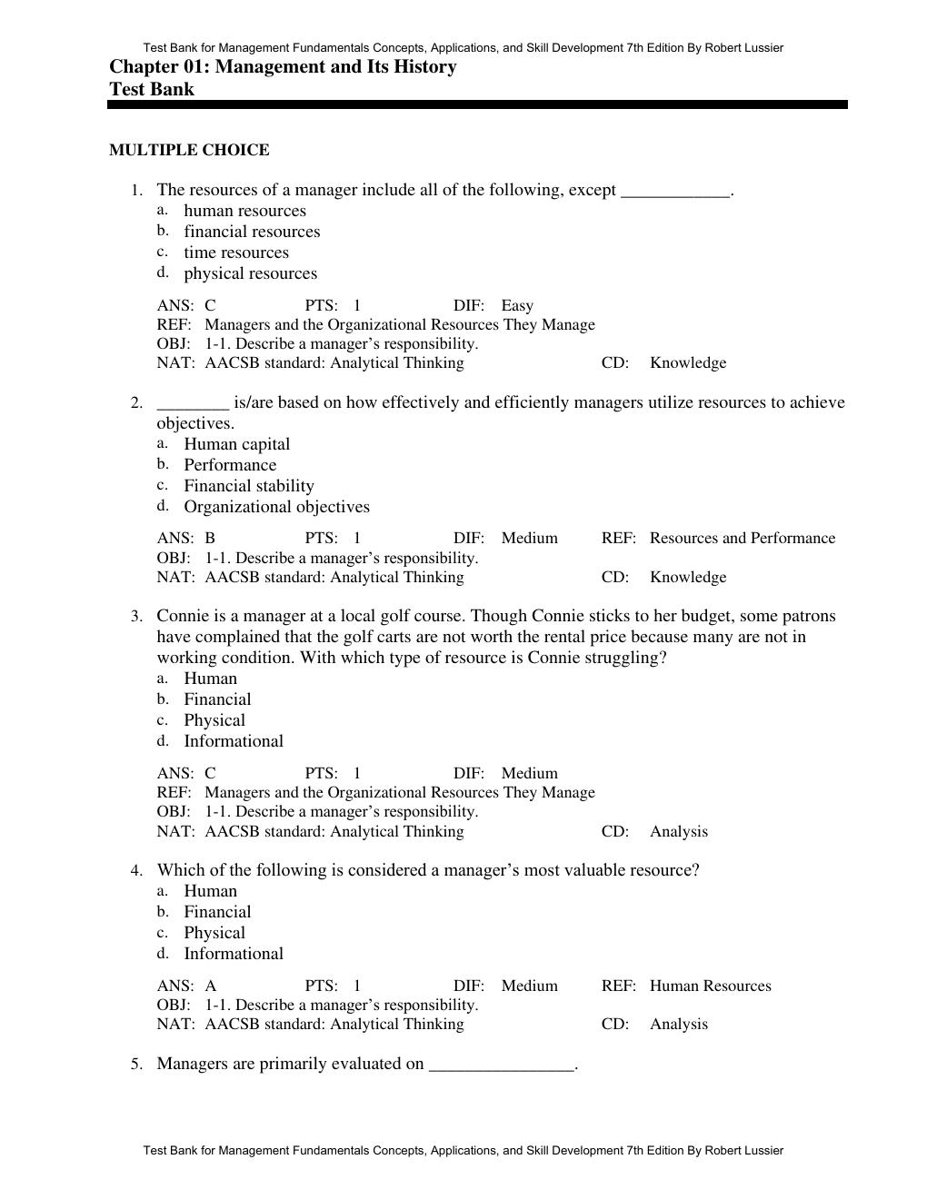 Preview page 3 of Test Bank Management Fundamentals Concepts, Applications, and Skill Development 7th Edition By Robert Lussier