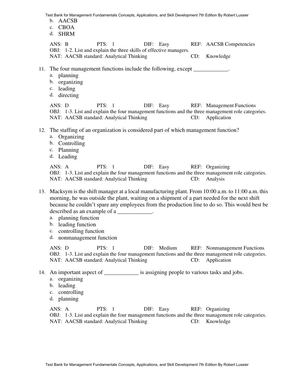 Preview page 5 of Test Bank Management Fundamentals Concepts, Applications, and Skill Development 7th Edition By Robert Lussier