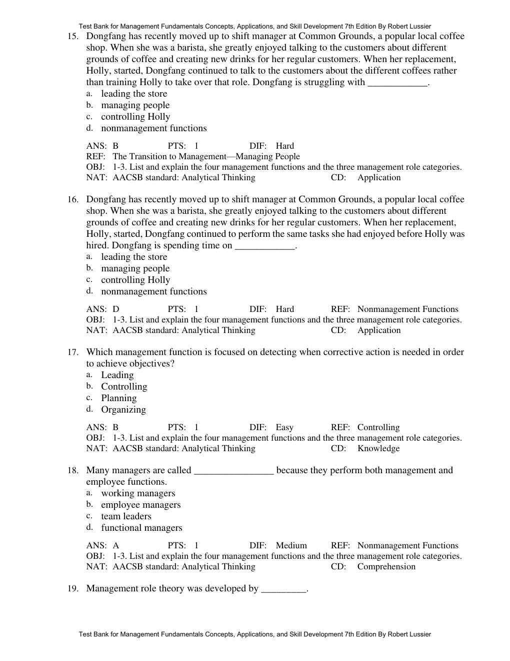 Preview page 6 of Test Bank Management Fundamentals Concepts, Applications, and Skill Development 7th Edition By Robert Lussier
