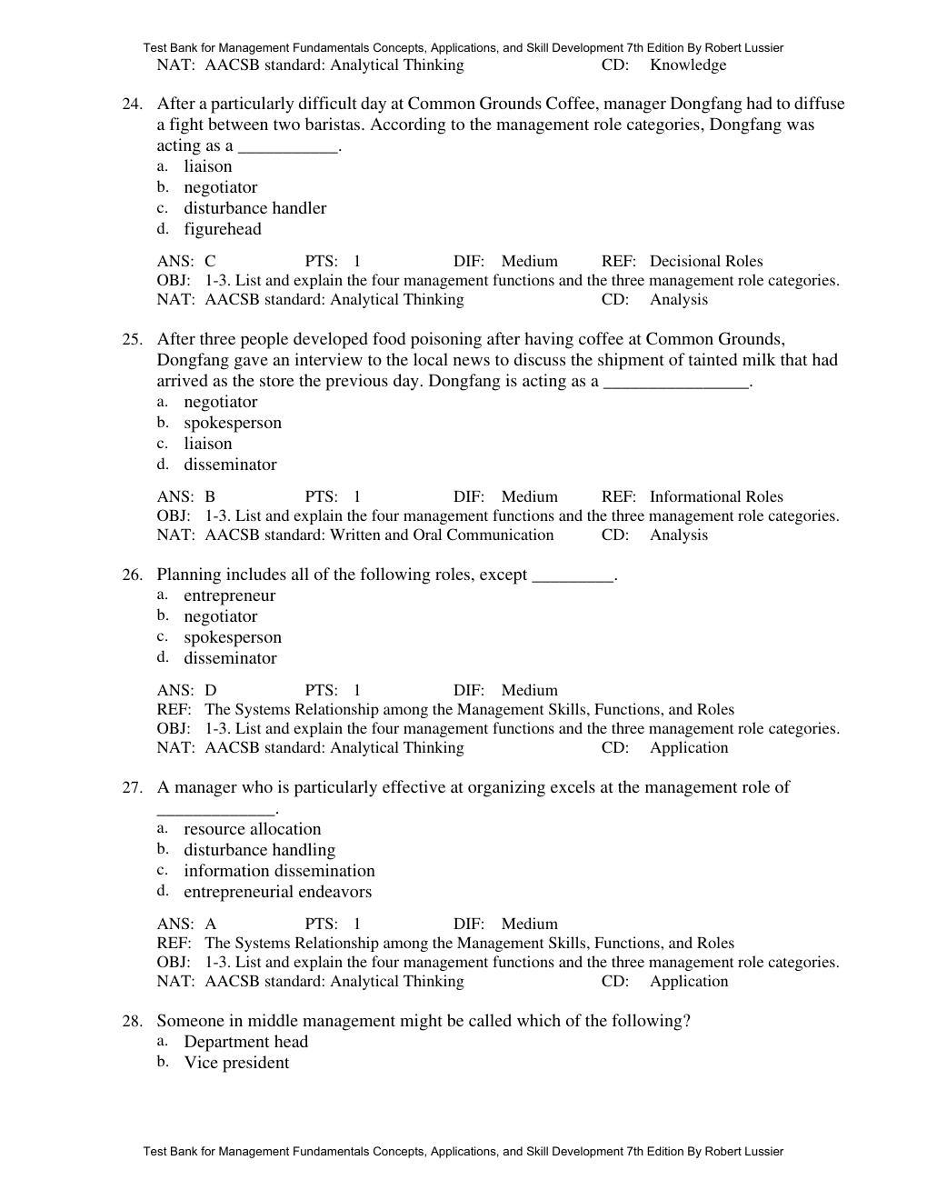 Preview page 8 of Test Bank Management Fundamentals Concepts, Applications, and Skill Development 7th Edition By Robert Lussier