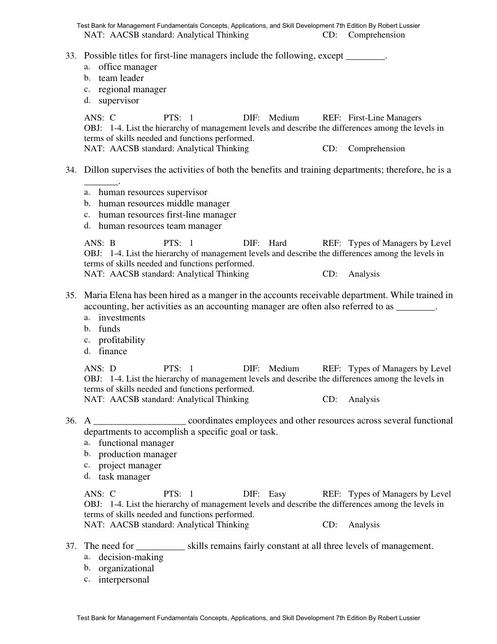 Preview page 10 of Test Bank Management Fundamentals Concepts, Applications, and Skill Development 7th Edition By Robert Lussier