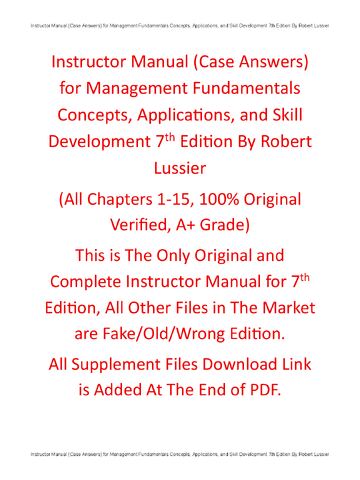 Preview page 5 of Instructor Manual Management Fundamentals Concepts, Applications, and Skill Development 7th Edition By Robert Lussier