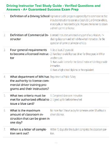 Preview page 5 of Driving Instructor Test Study Guide - Verified Questions and Answers - A+ Guaranteed Success Exam Prep