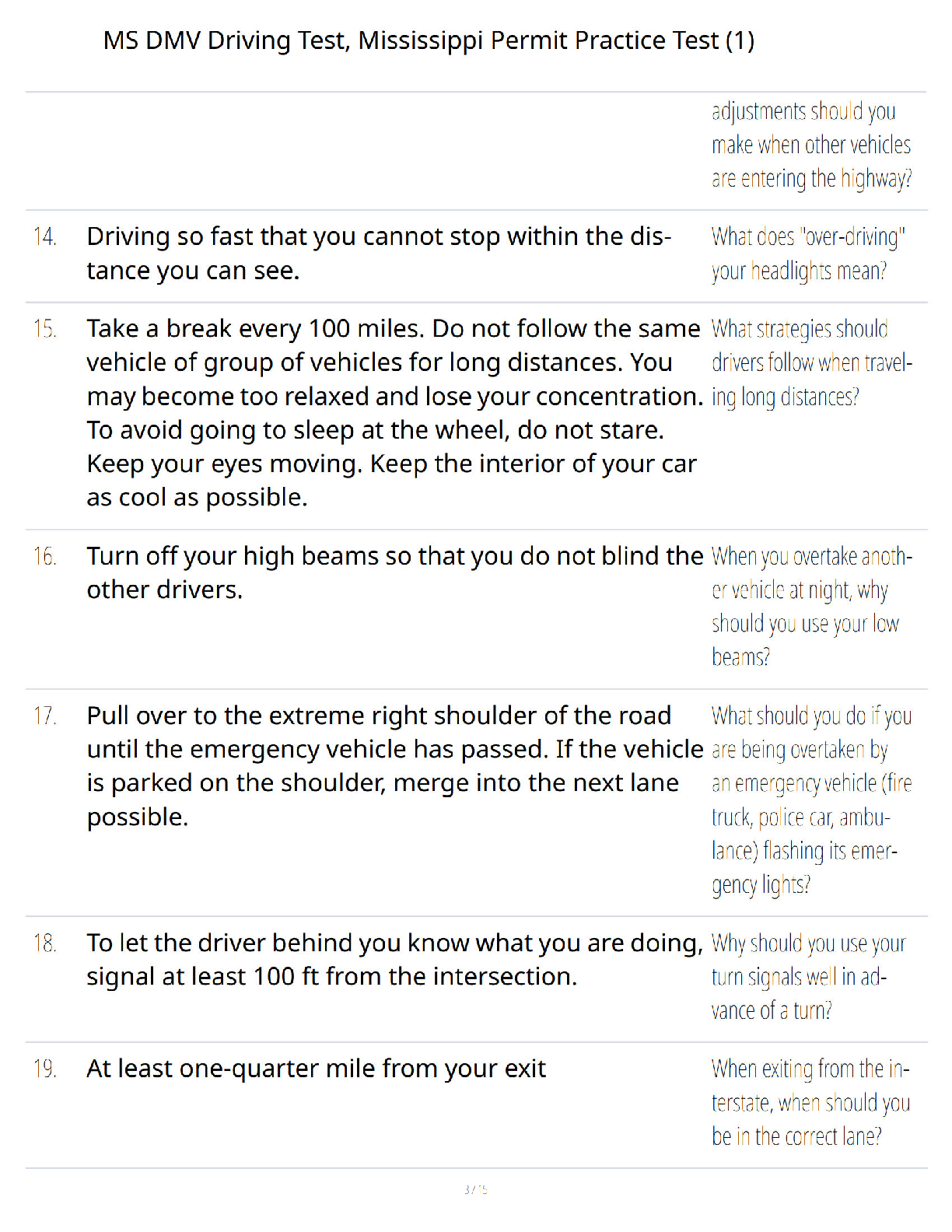 Preview page 3 of MS DMV Driving Test and Mississippi Permit Practice Test Study Guide - Verified Questions and Answers - A+ Guaranteed Su