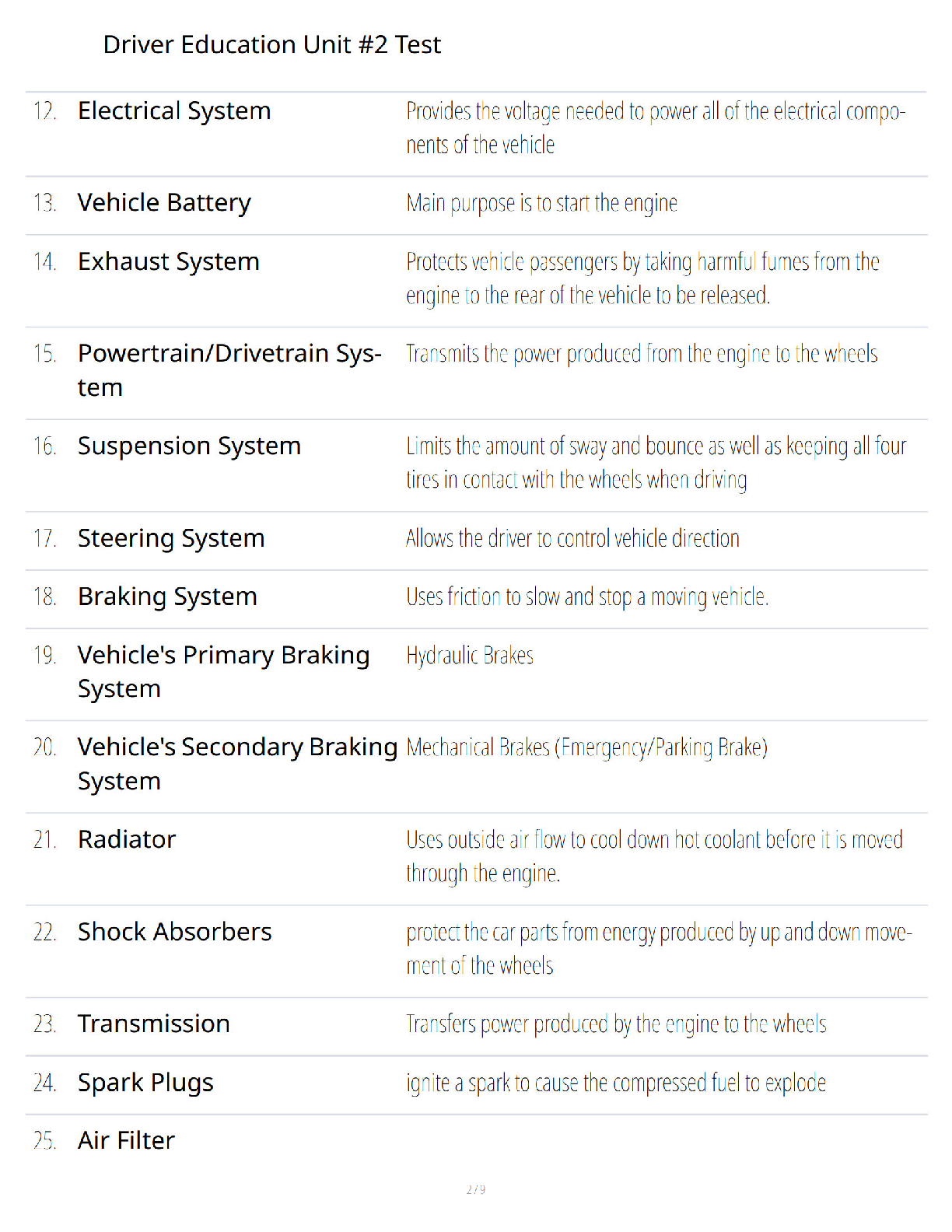 Preview page 2 of Driver Education Unit 2 Test Study Guide - Verified Questions and Answers - A+ Guaranteed Success Exam Prep