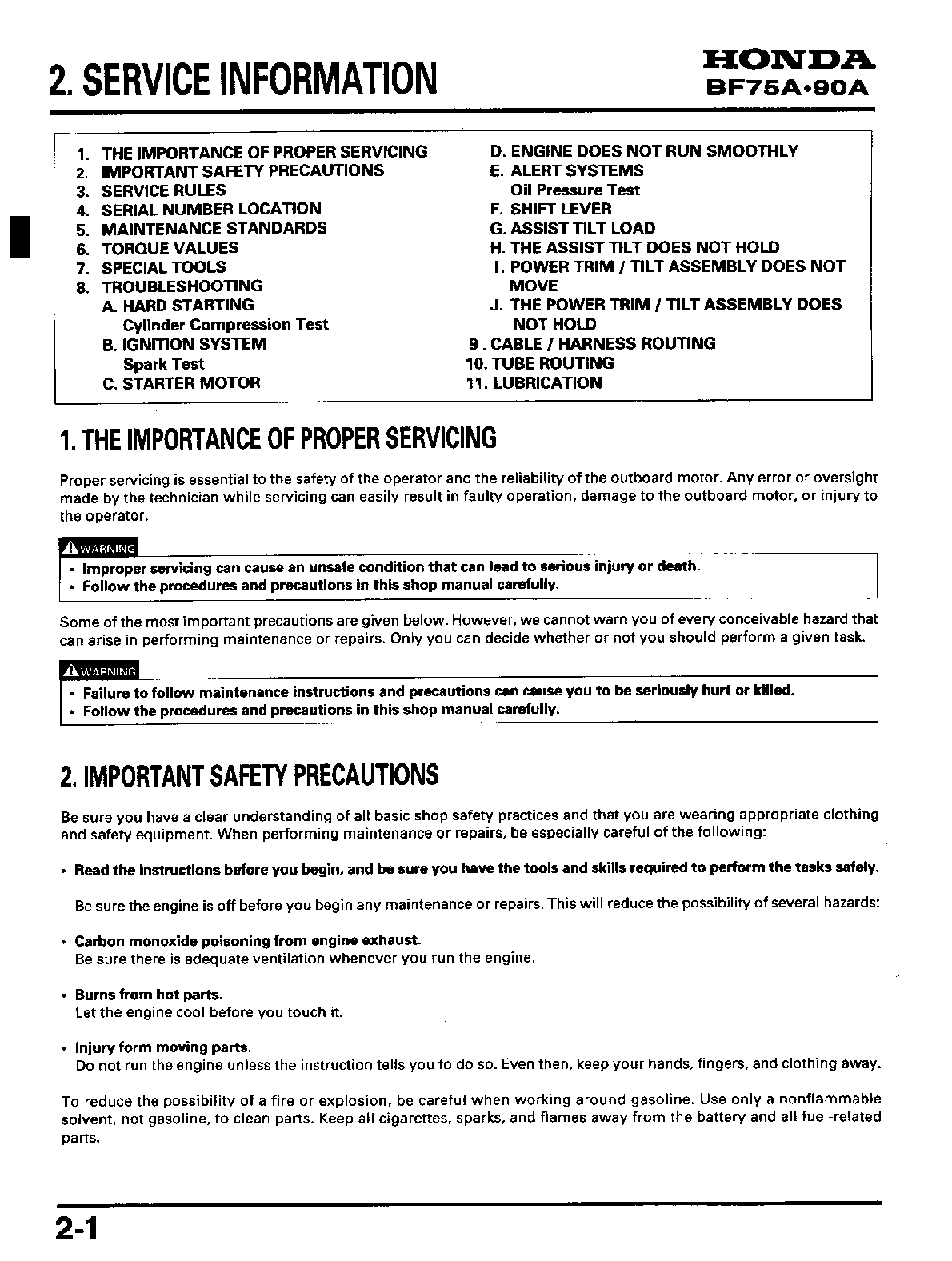 Preview page 3 of Honda BF75A BF90A Outboard Service Manual