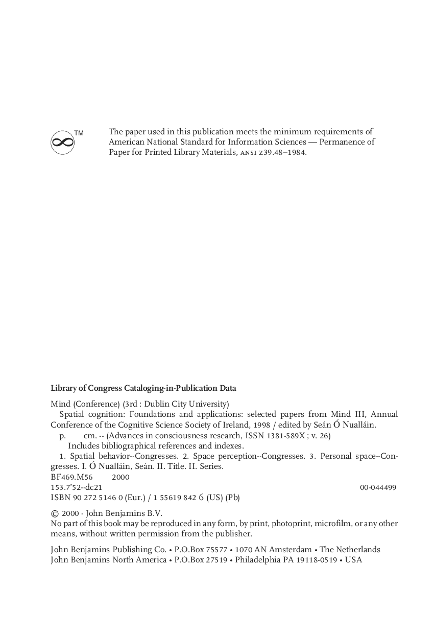 Preview page 5 of Spatial Cognition Foundations and applications 1st Edition By Seán Ó Nualláin