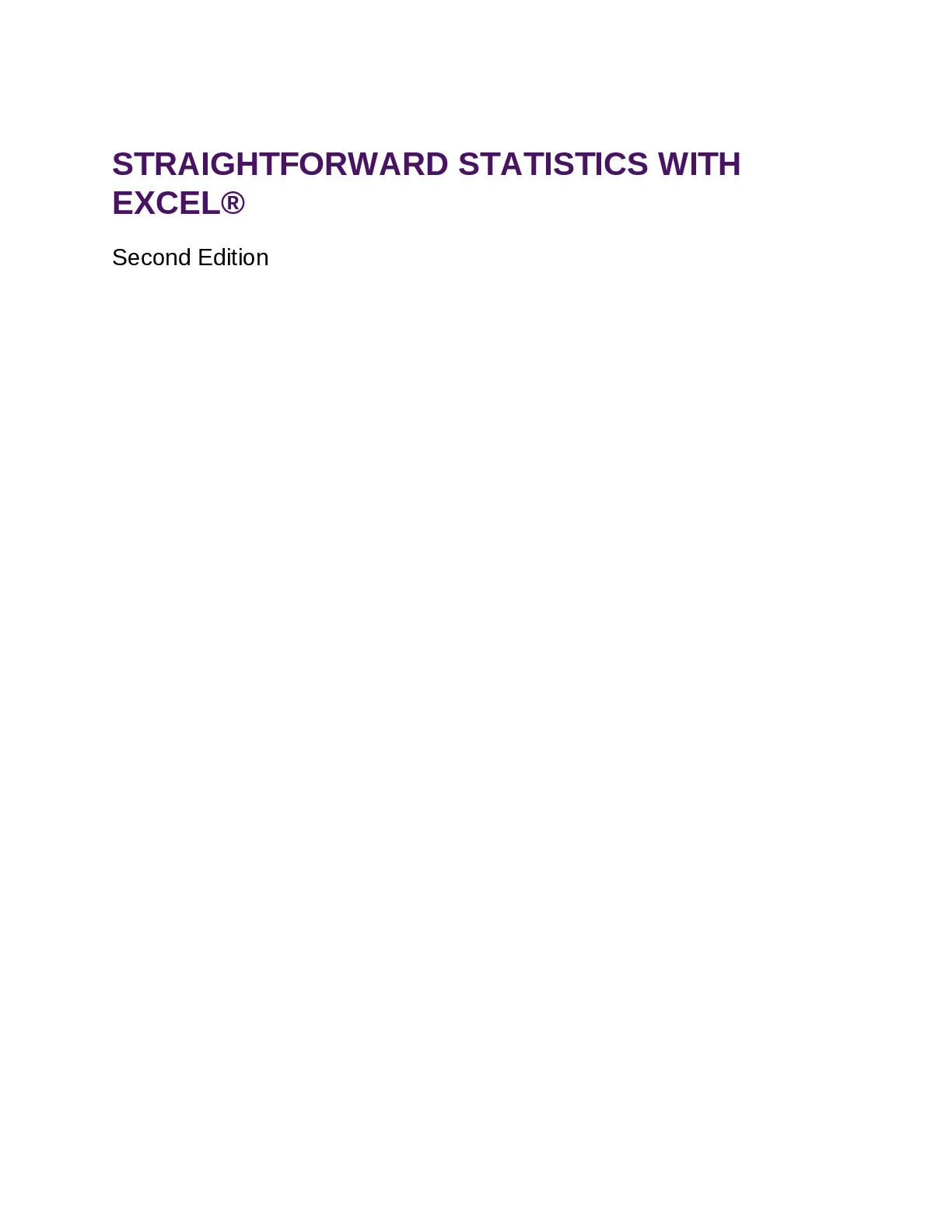 Preview page 2 of eBook Straightforward Statistics with Excel 2nd Edition by Chieh-Chen Bowen