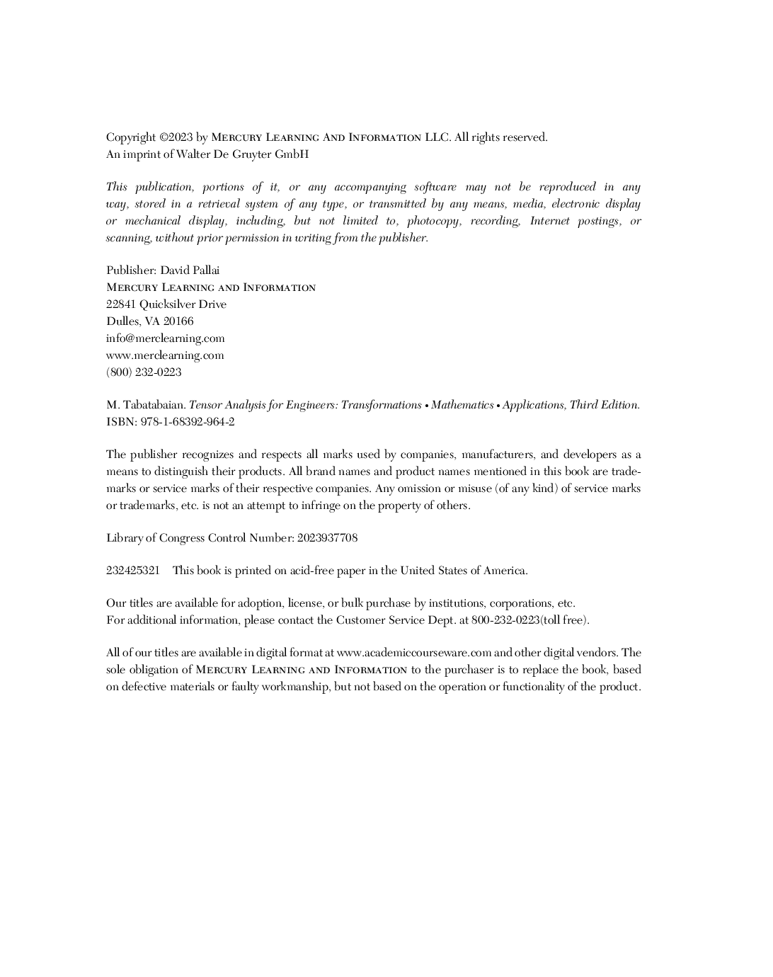 Preview page 3 of eBook PDF Tensor Analysis for Engineers Transformations Mathematics Applications 1st Edition By Mehrzad Tabatabaian