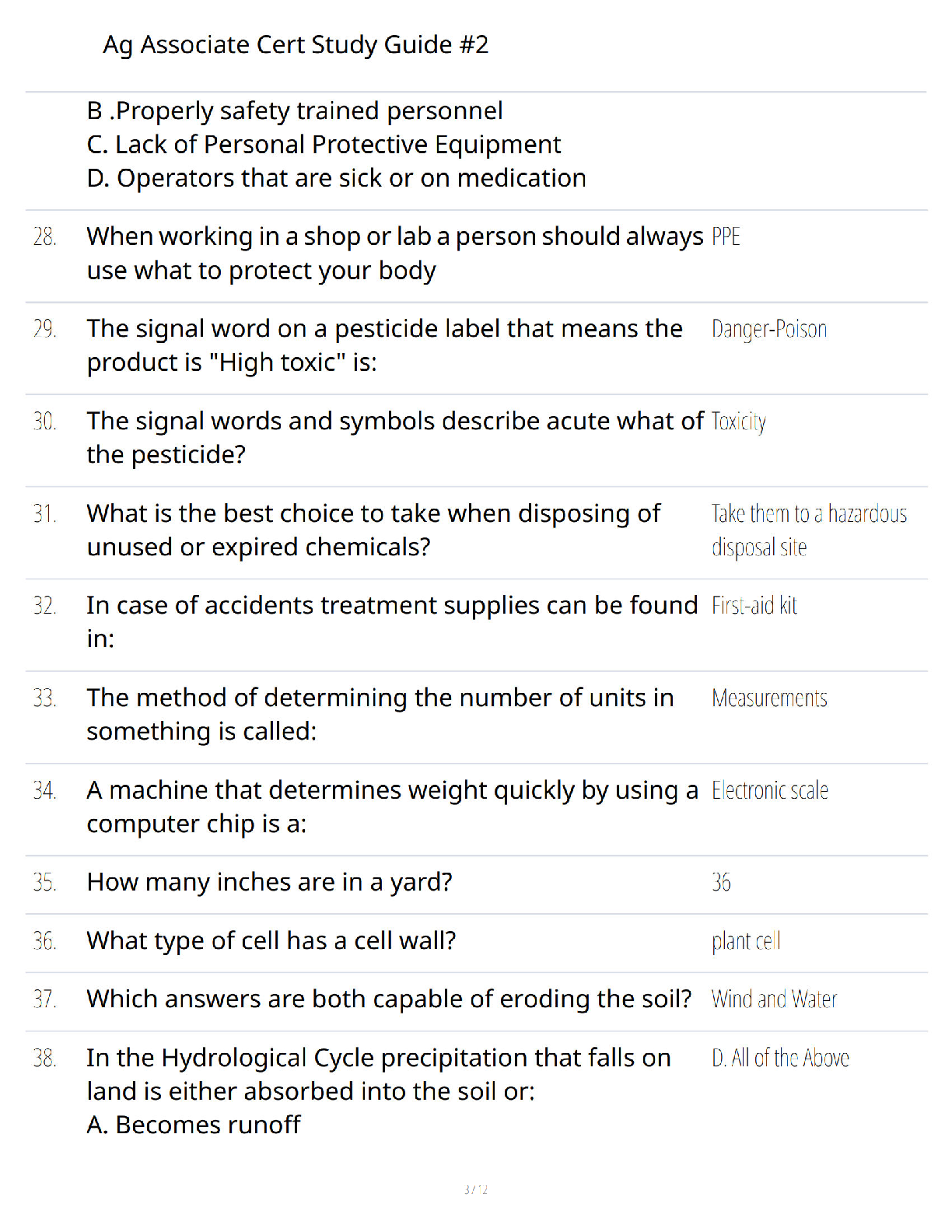 Preview page 3 of Ag Associate Cert Study Guide #2 - Verified Questions & Answers - A+ Guaranteed Success Certification Exam Prep