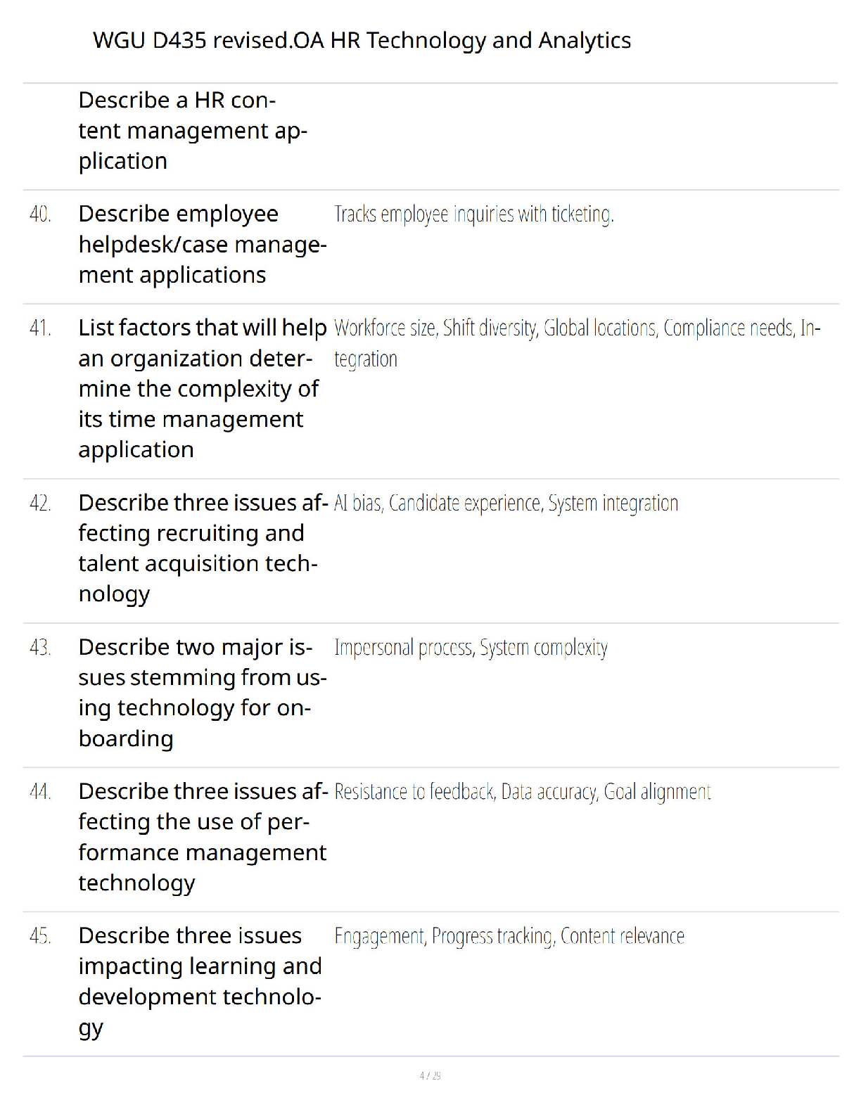 Preview page 4 of WGU D435 HR Technology and Analytics - Revised OA Study Guide - Verified Questions & Answers - A+ Guaranteed Success Exa