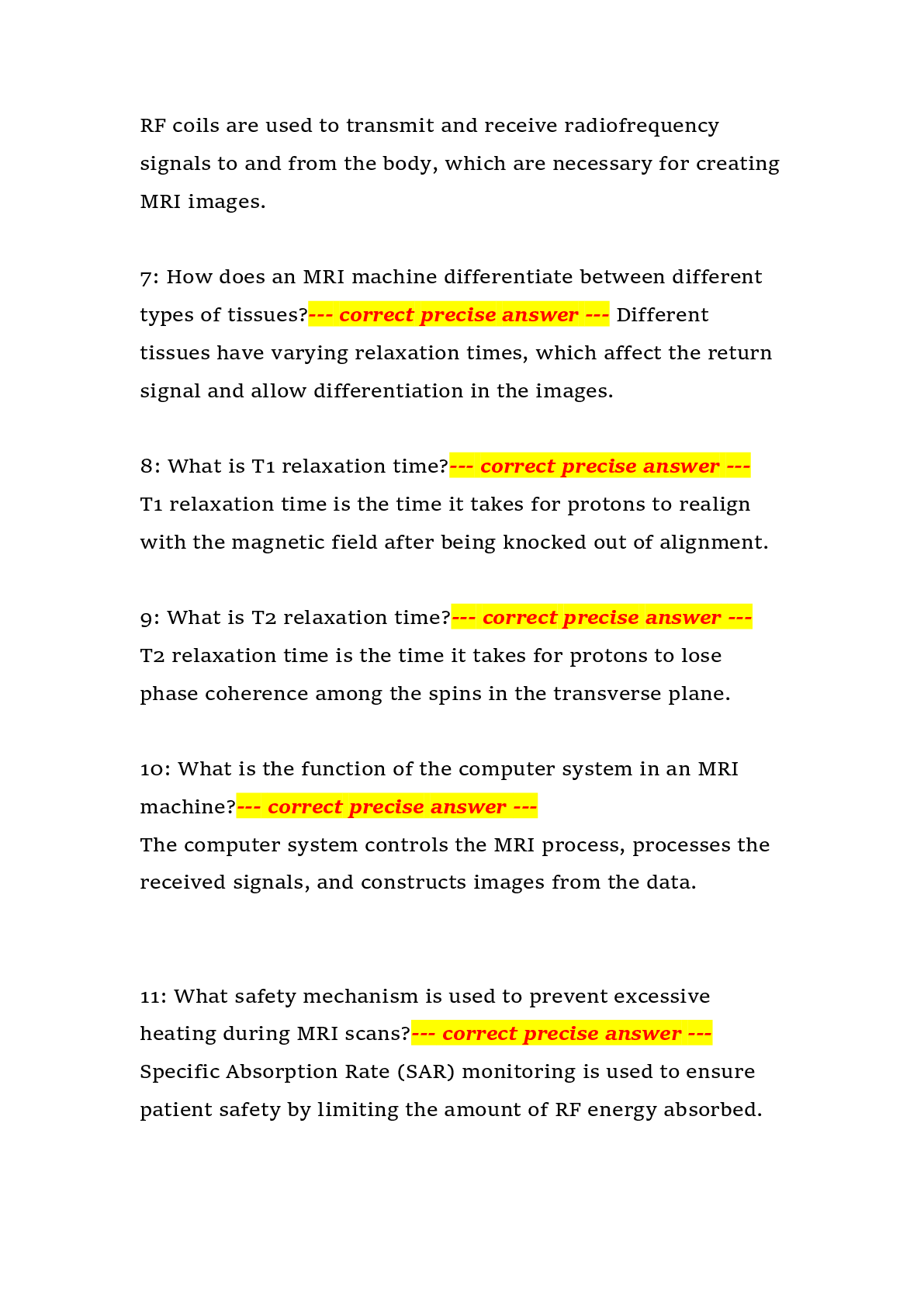 Preview page 2 of MRI Instrumentation Quiz Questions and Answers