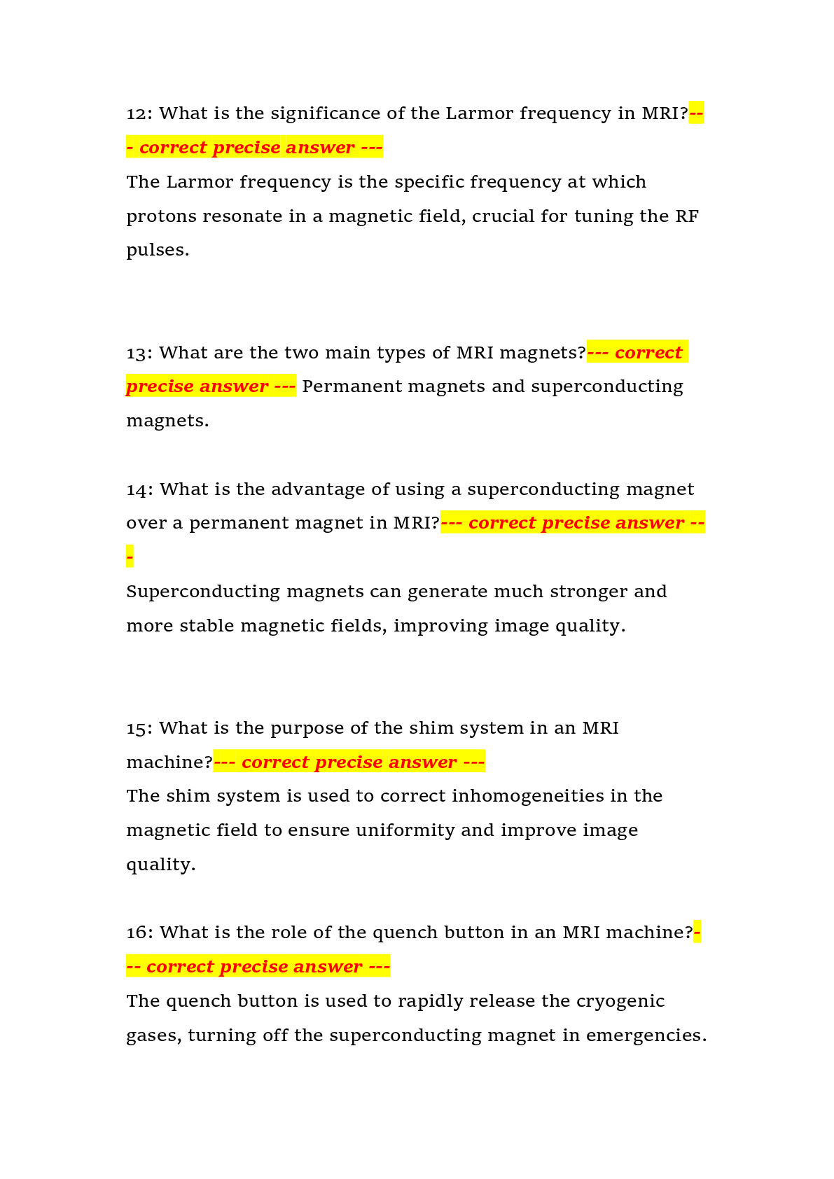 Preview page 3 of MRI Instrumentation Quiz Questions and Answers