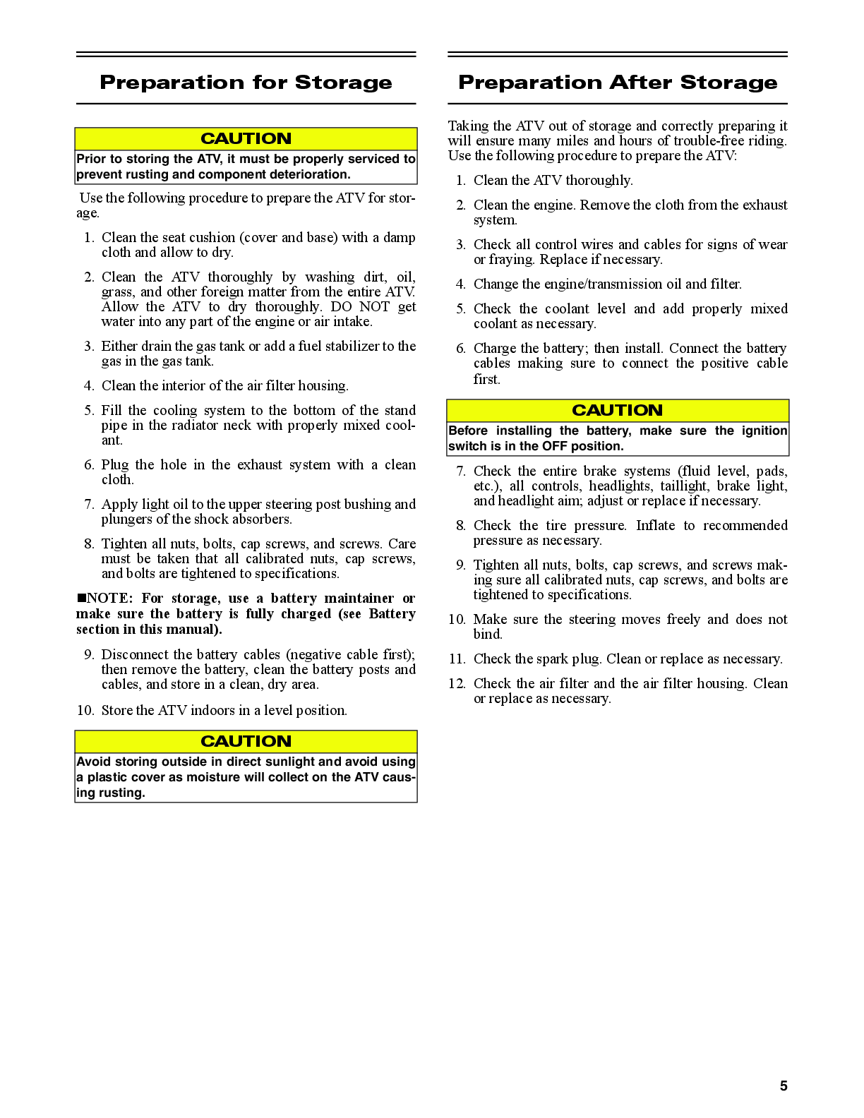 Preview page 7 of Arctic Cat Alterra 500 Service Manual 2018