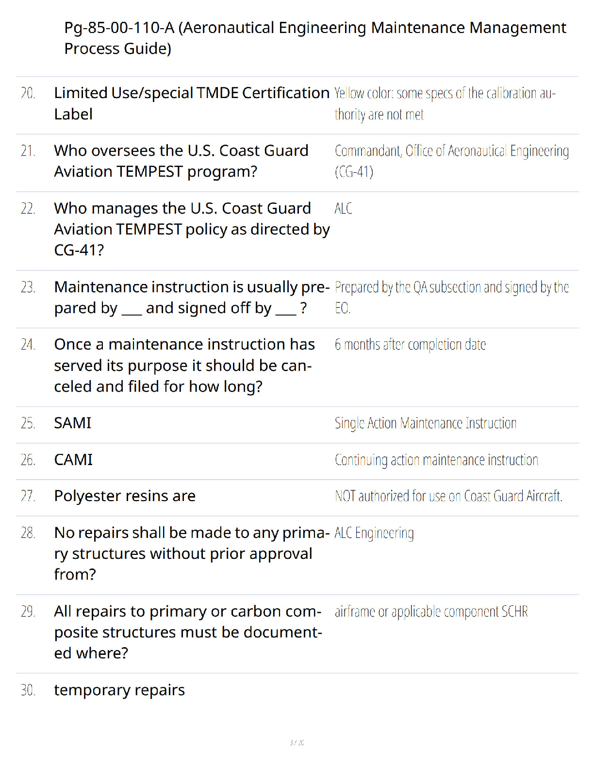 Preview page 3 of PG-85-00-110-A - Aeronautical Engineering Maintenance Management Process Guide - Verified Questions and Answers - A+ Gua