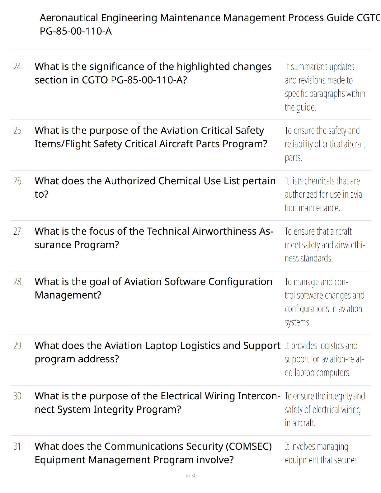 Preview page 4 of Aeronautical Engineering Maintenance Management Process Guide CGTO PG-85-00-110-A - Complete Review Manual - Verified Qu