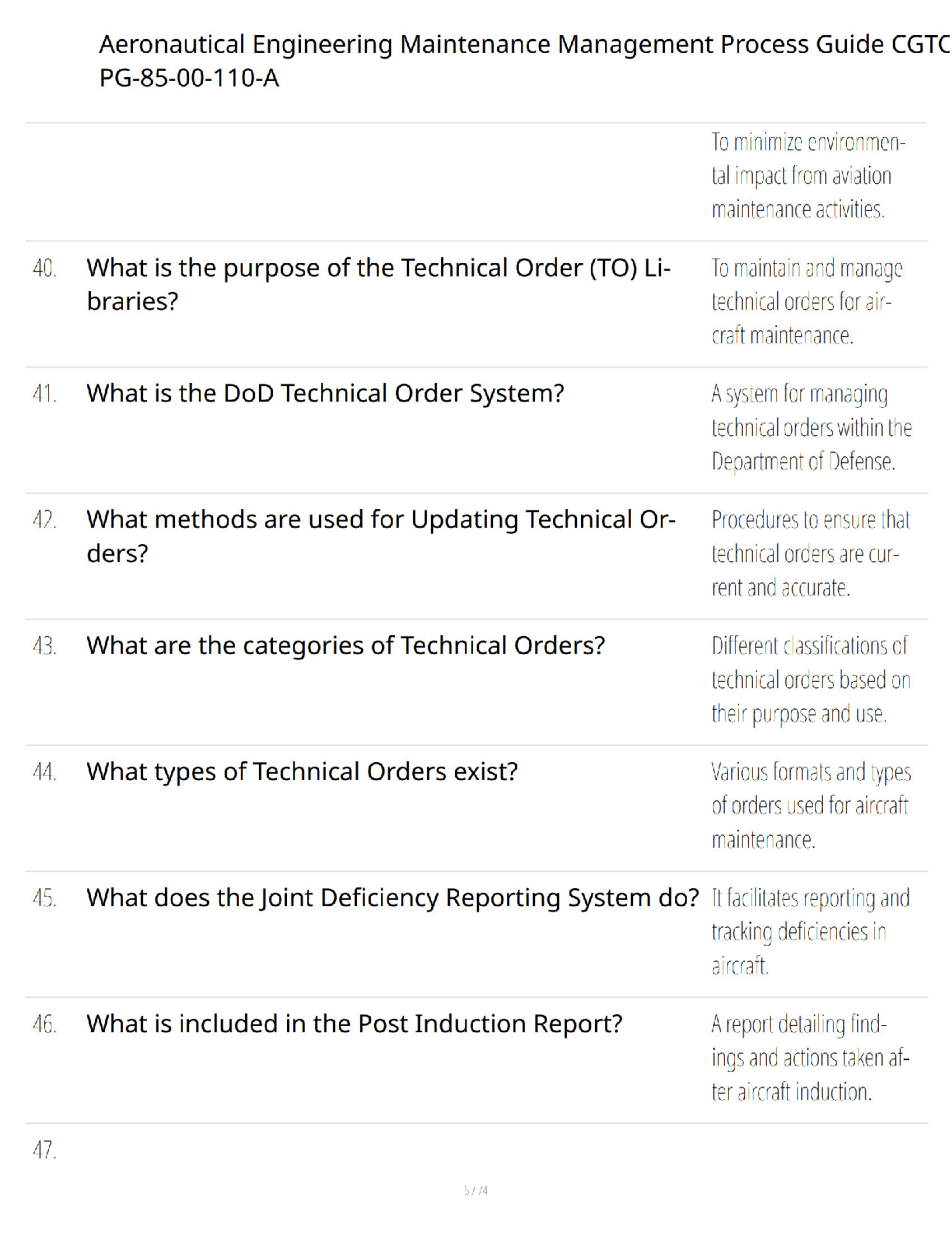 Preview page 6 of Aeronautical Engineering Maintenance Management Process Guide CGTO PG-85-00-110-A - Complete Review Manual - Verified Qu