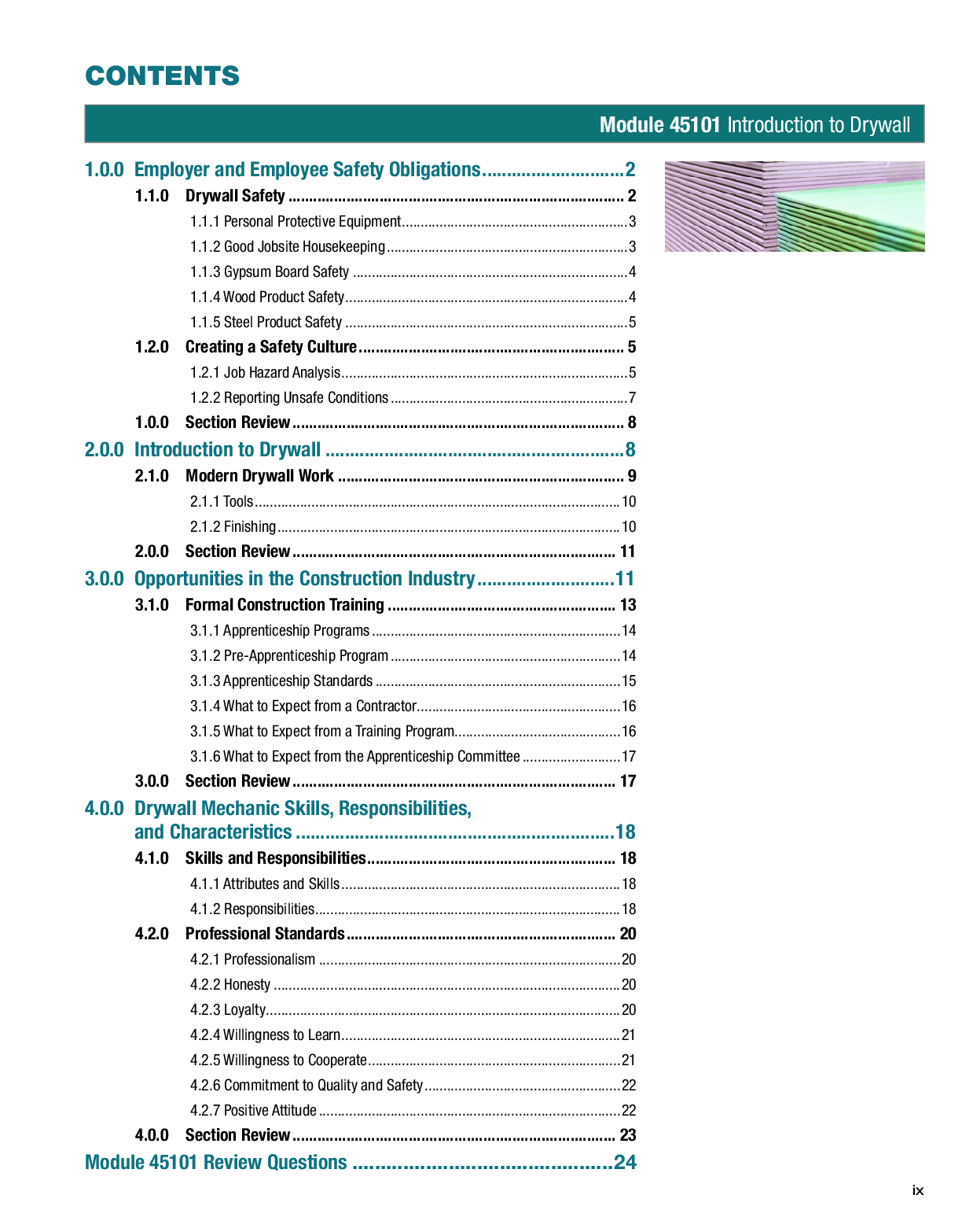Preview page 9 of eBook PDF Drywall 1 Level 2nd Edition By NCCER