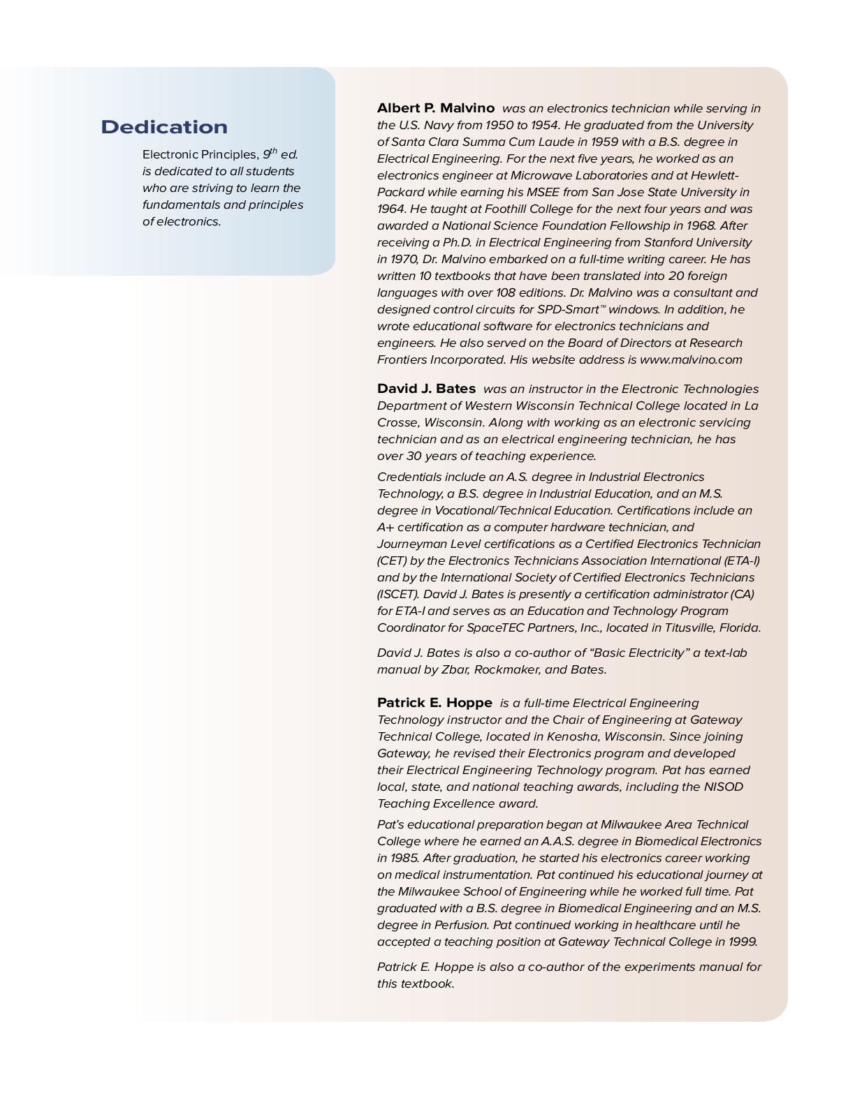 Preview page 4 of Electronic Principles 9th Edition By Albert Paul Malvino, David Bates, Patrick Hoppe