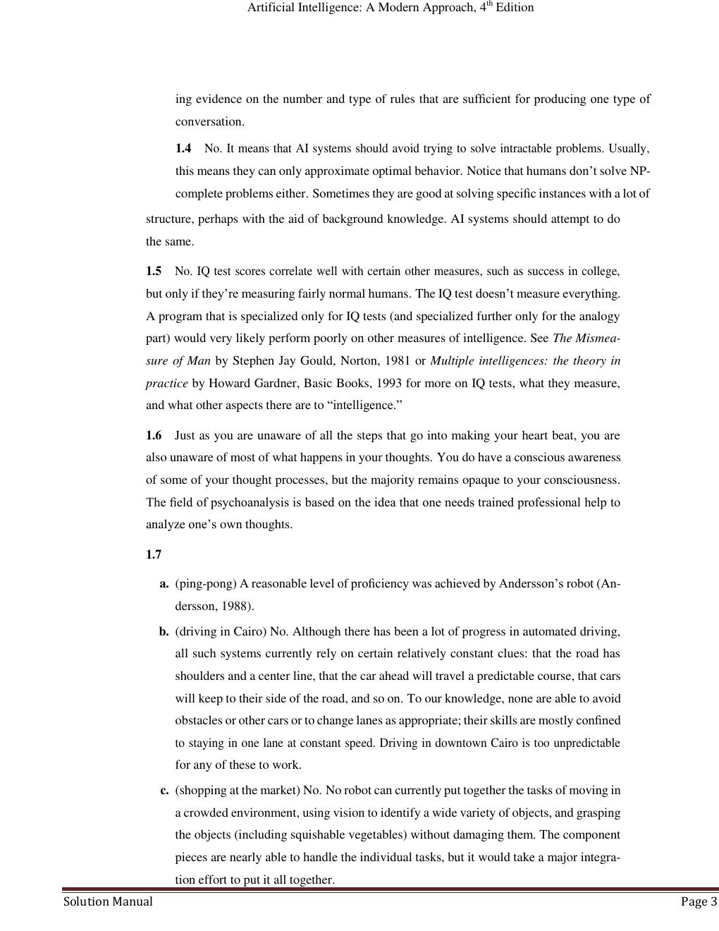 Preview page 3 of Artificial Intelligence A Modern Approach 4th Edition by Stuart J. Russell and Peter Norvig | INSTRUCTOR'S MANUAL