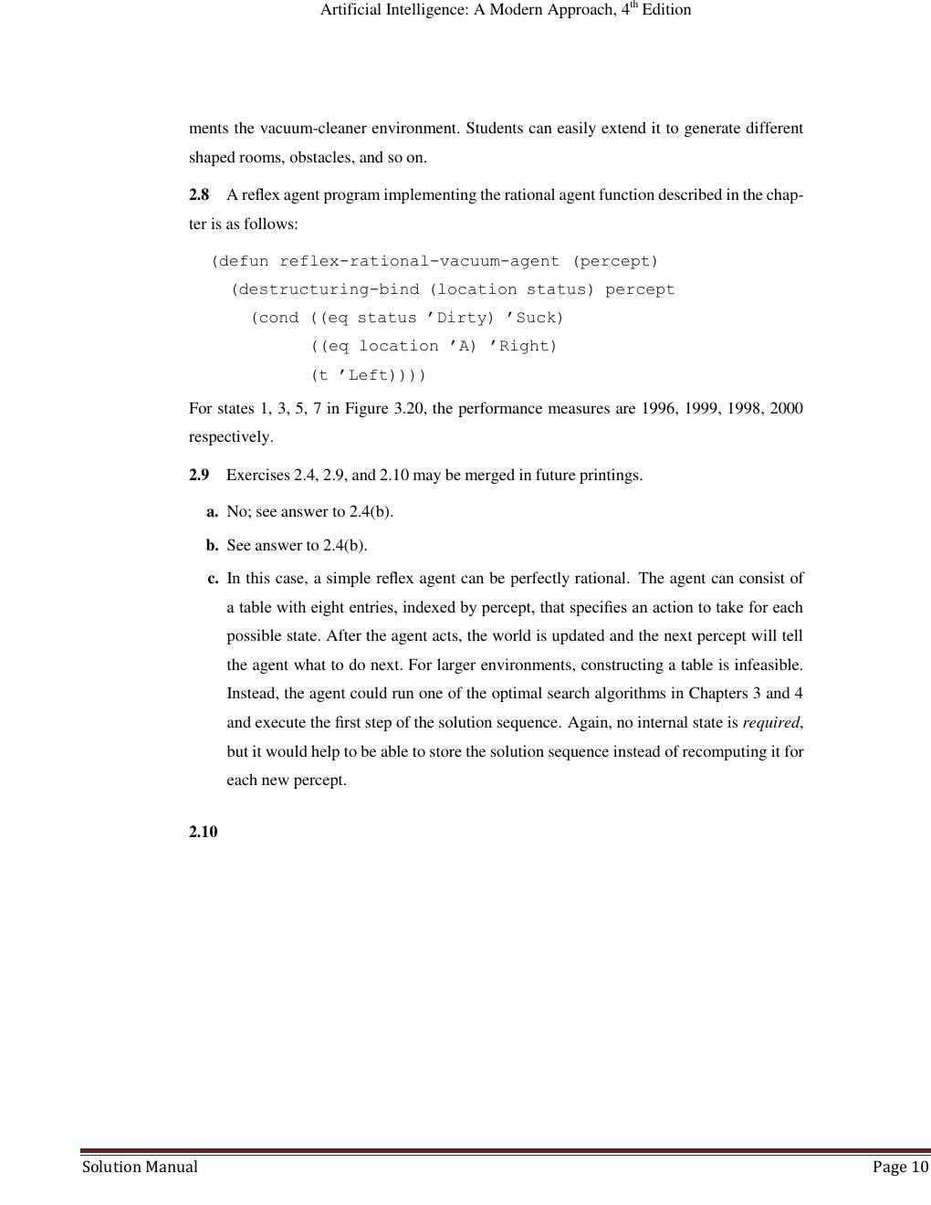 Preview page 10 of Artificial Intelligence A Modern Approach 4th Edition by Stuart J. Russell and Peter Norvig | INSTRUCTOR'S MANUAL