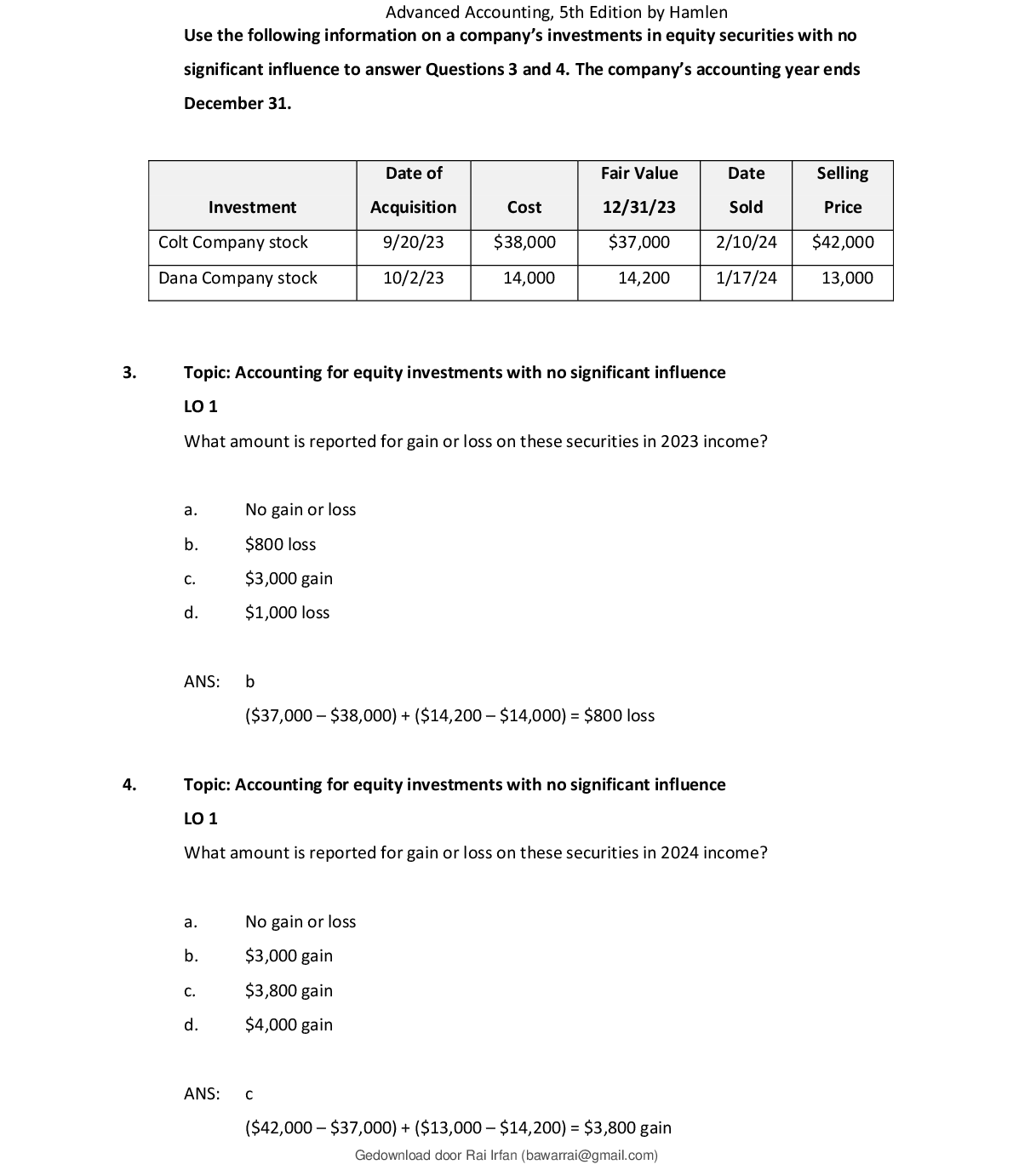 Preview page 4 of Test Bank for Advanced Accounting, 5th Edition by Hamlen A+ Latest