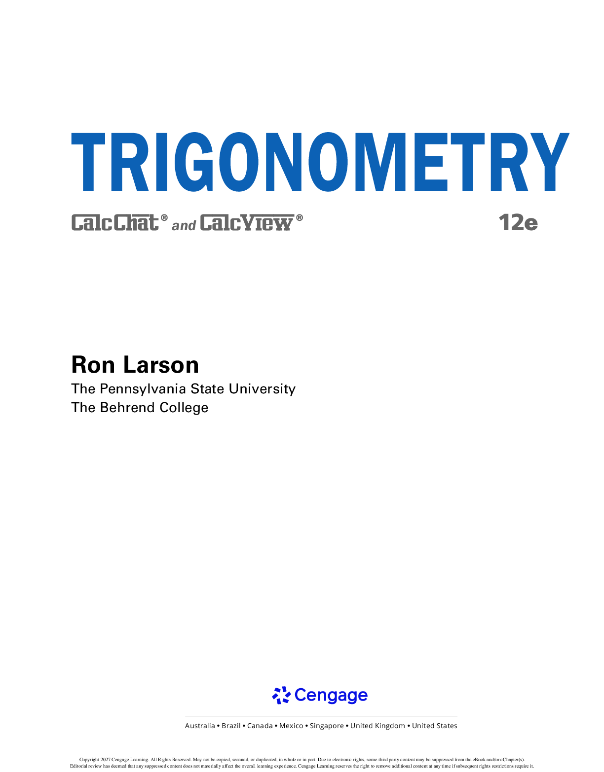 Preview page 2 of eBook [PDF] Trigonometry 12th Edition By Ron Larson