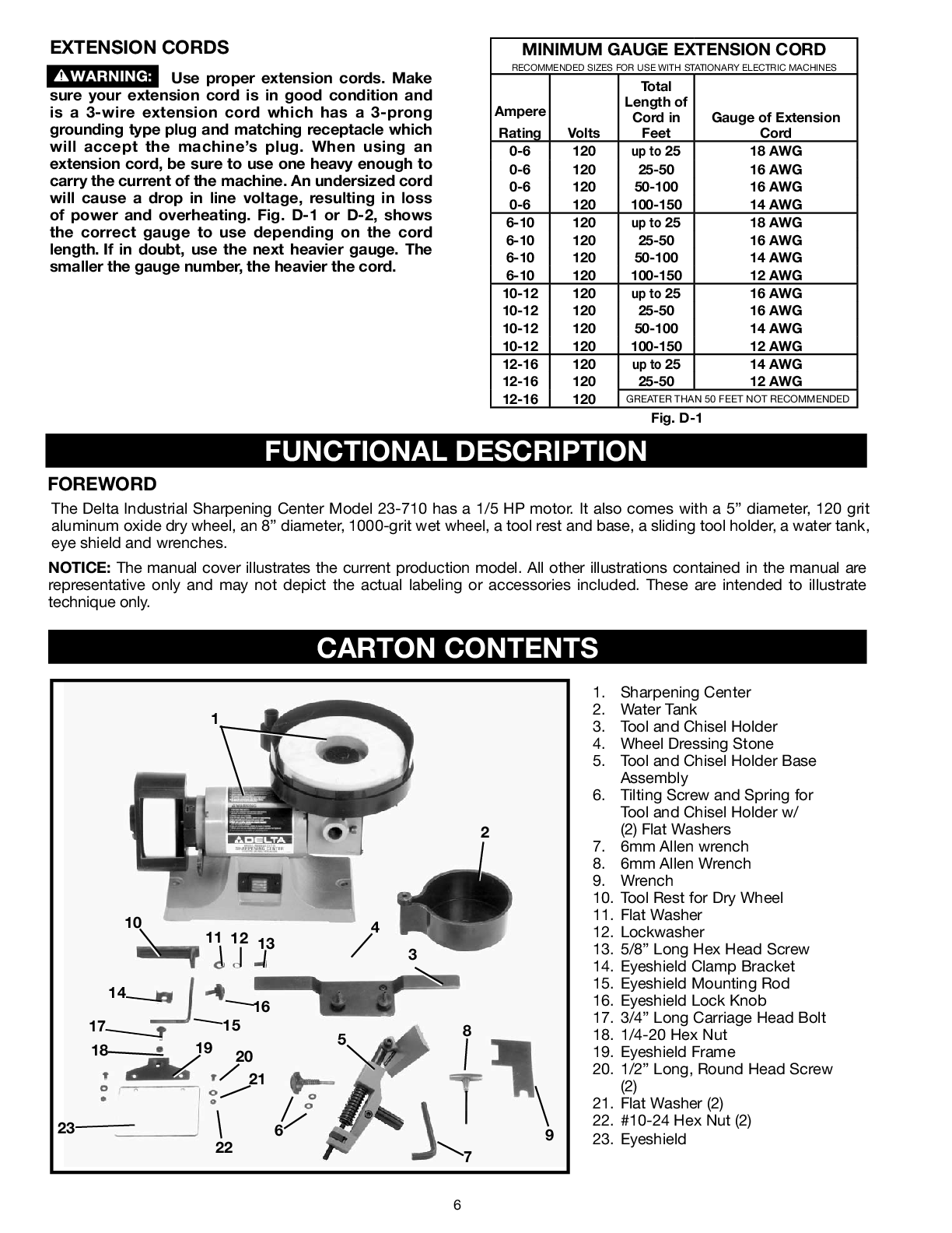 Preview page 6 of Delta 23-710 Sharpening Center instruction Manual