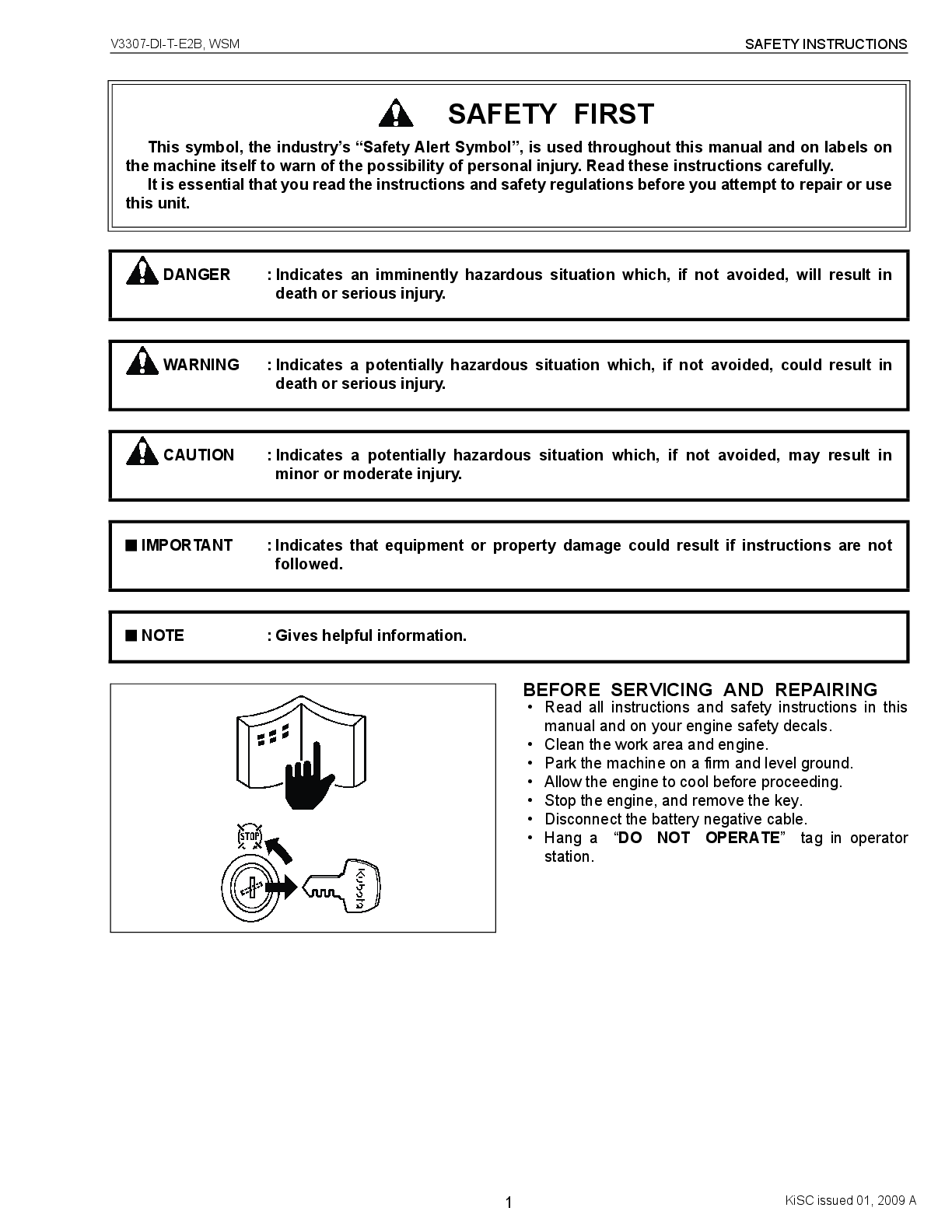 Preview page 2 of Kubota Engine Service Manual V3307-DI-T-E2B