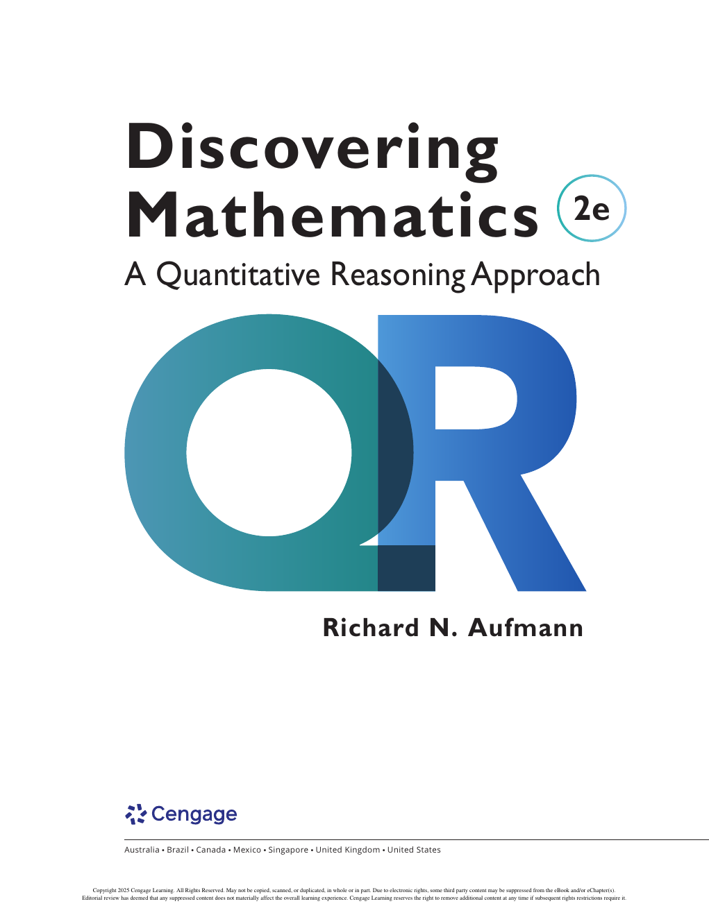 Preview page 2 of Discovering Mathematics A Quantitative Reasoning Approach 2nd Edition By Richard Aufmann