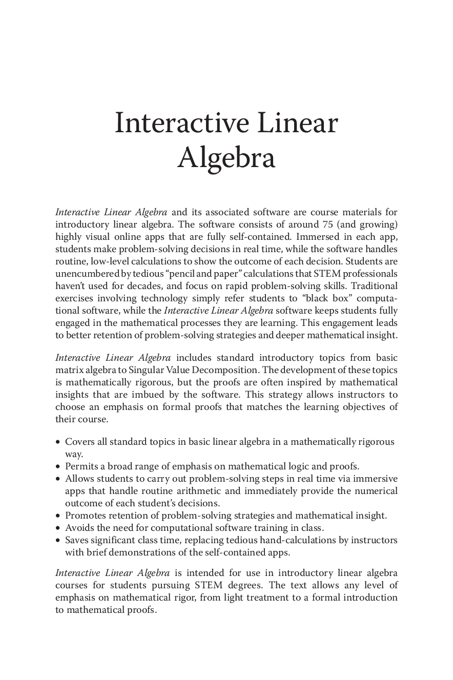 Preview page 2 of eBook [PDF] Interactive Linear Algebra By Conrad Plaut