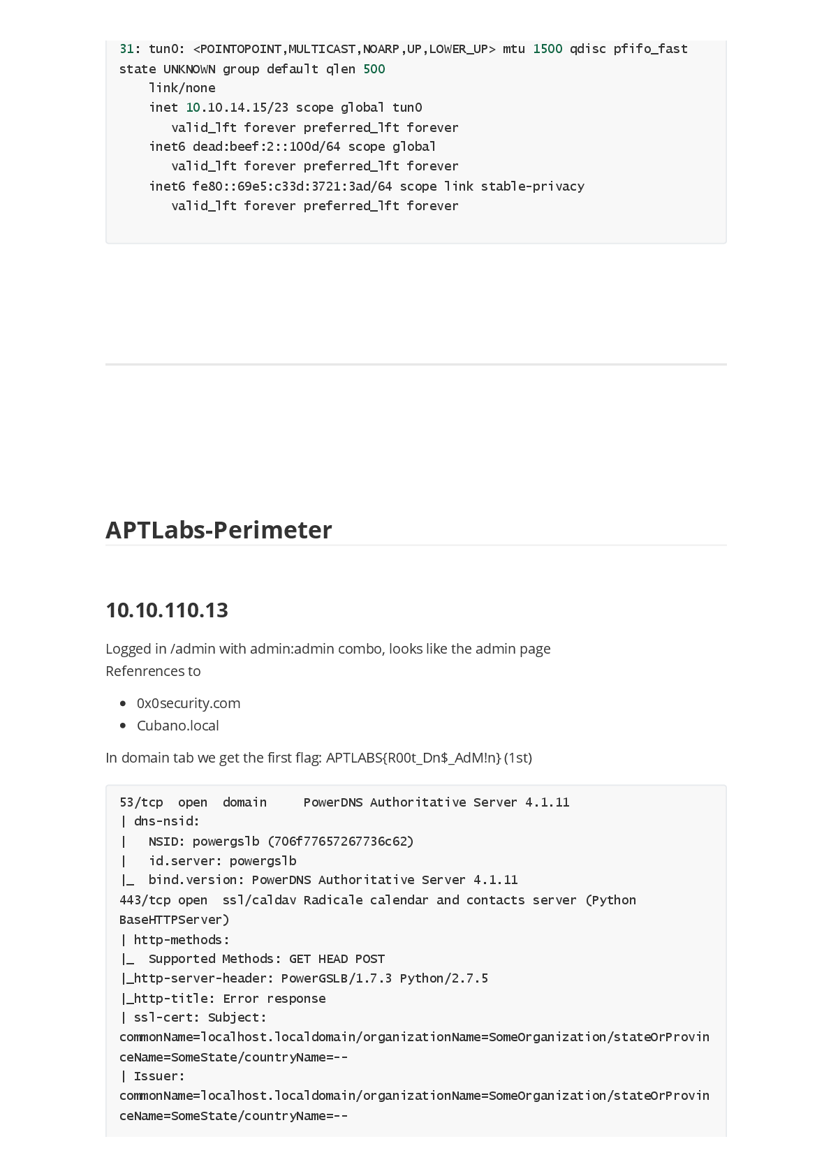 Preview page 8 of APTLabs ProLab Writeup - Hack The Box