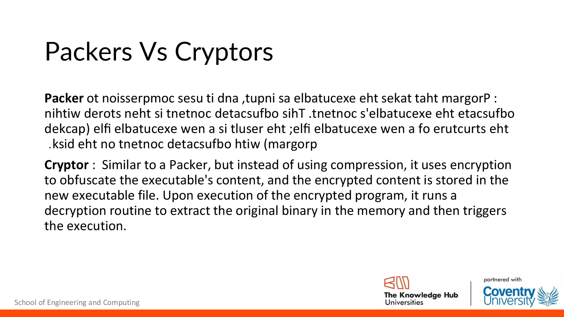 Preview page 3 of Packers Vs Cryptors Reverse Engineering KH6052CEM Lecture 10 | The knowledge Hub universities - Conventry university