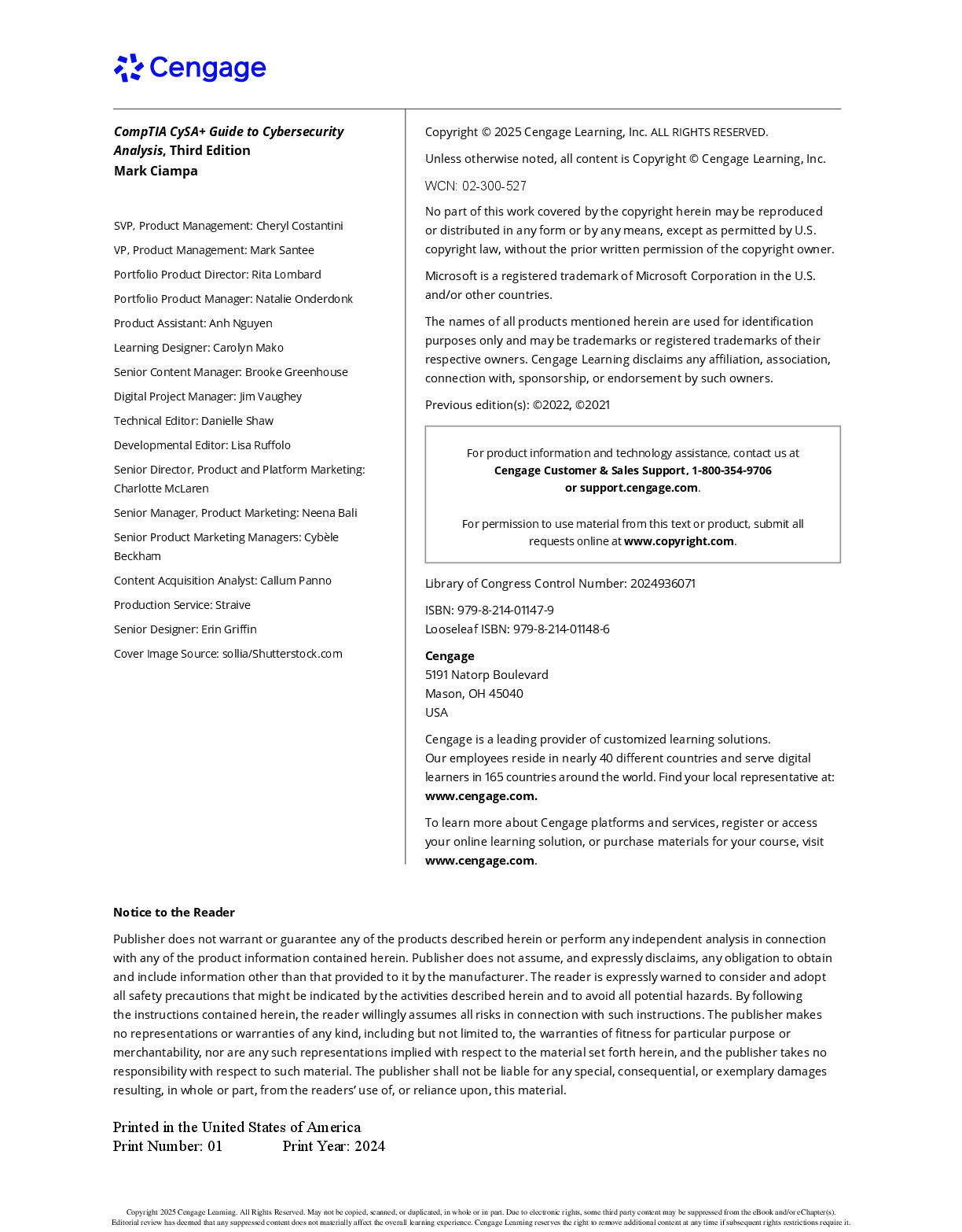 Preview page 4 of CompTIA CySA+ Guide to Cybersecurity Analyst 3rd Edition By Mark Ciampa