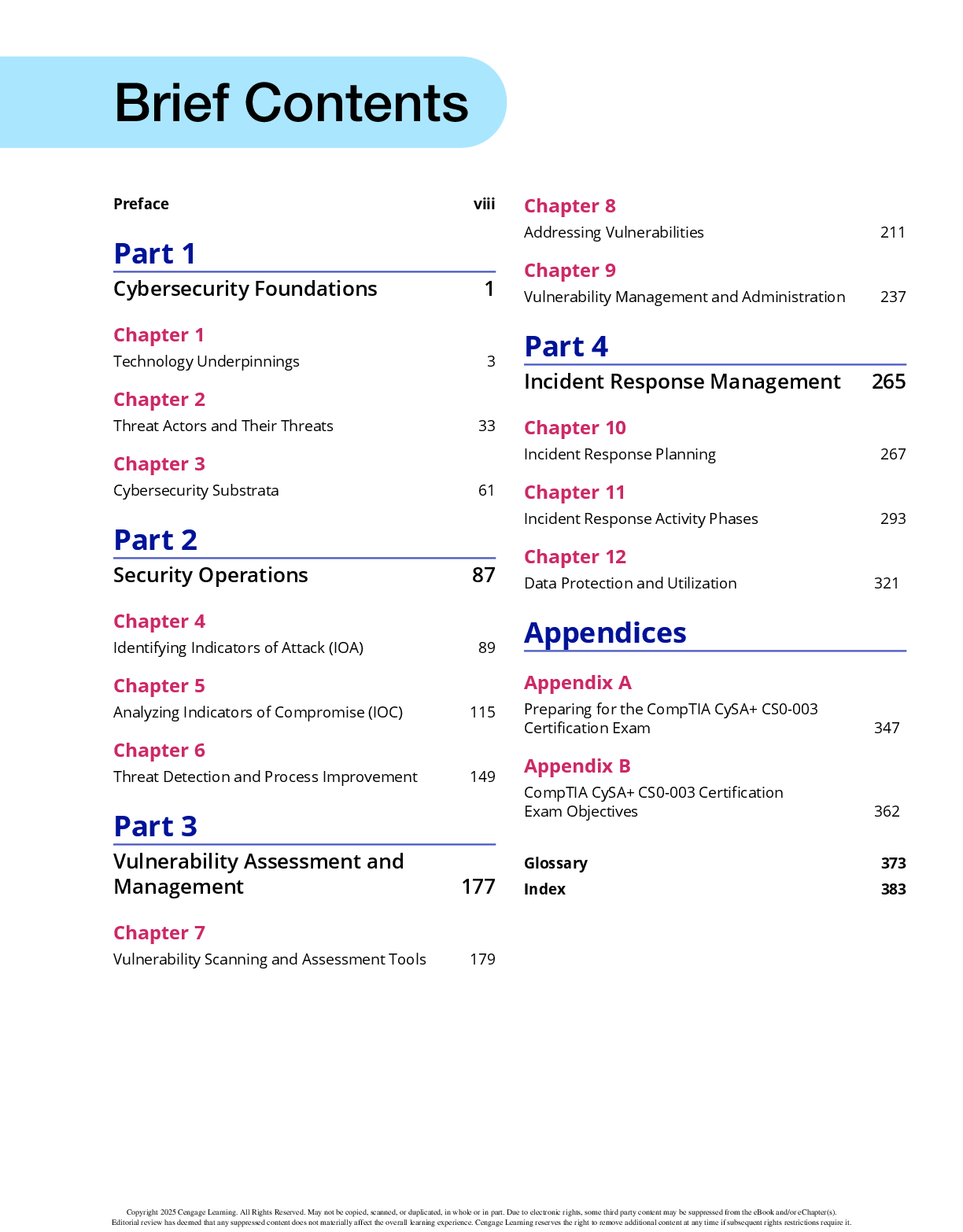 Preview page 5 of CompTIA CySA+ Guide to Cybersecurity Analyst 3rd Edition By Mark Ciampa