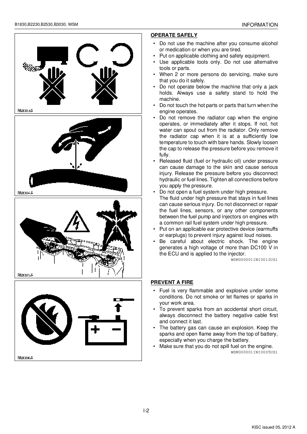 Preview page 2 of Kubota B1830, B2230, B2530, B3030 Workshop Service Manual
