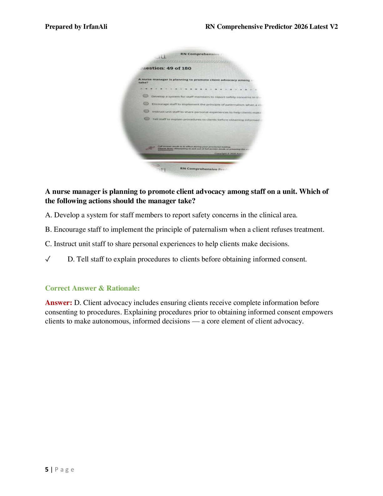 Preview page 5 of RN Comprehensive Predictor 2026 V2 A+ Latest Exam