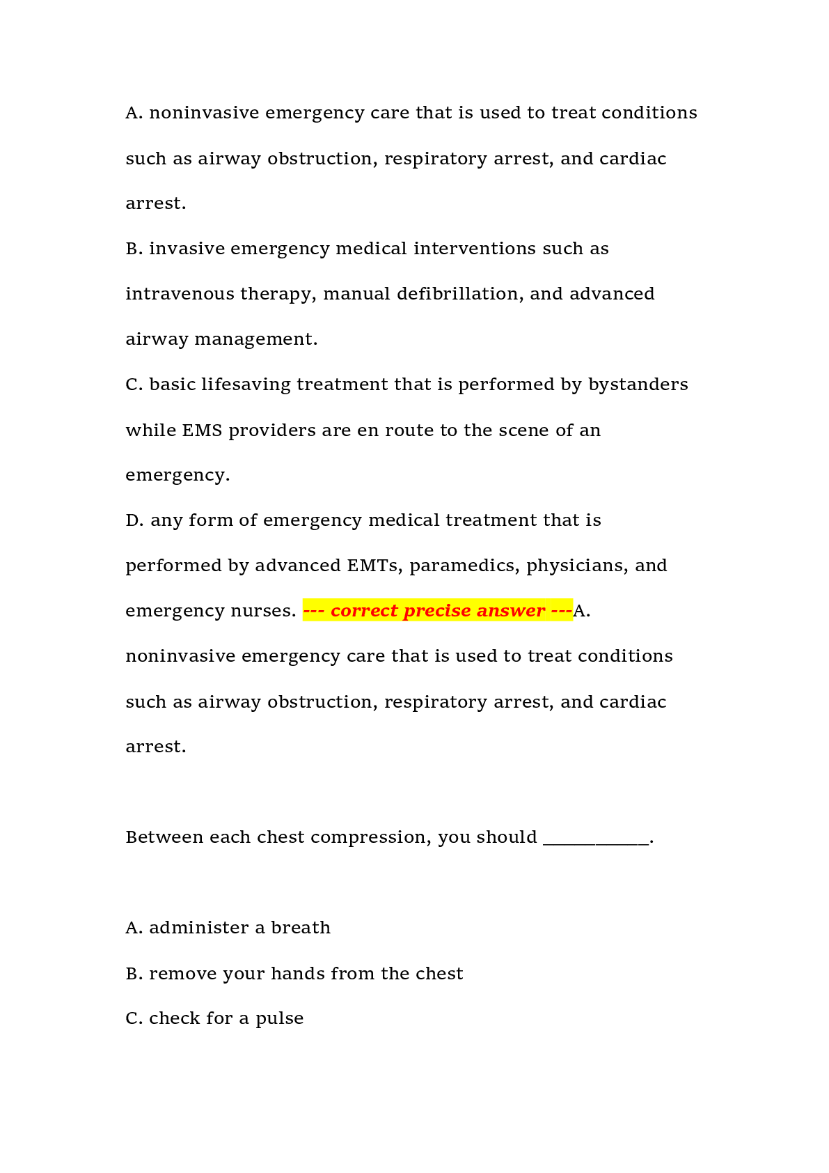 Preview page 9 of JBL Module 2 Practice Exam Questions and Answers 100% Solved – EMT Module 2 – Practice Exam Material