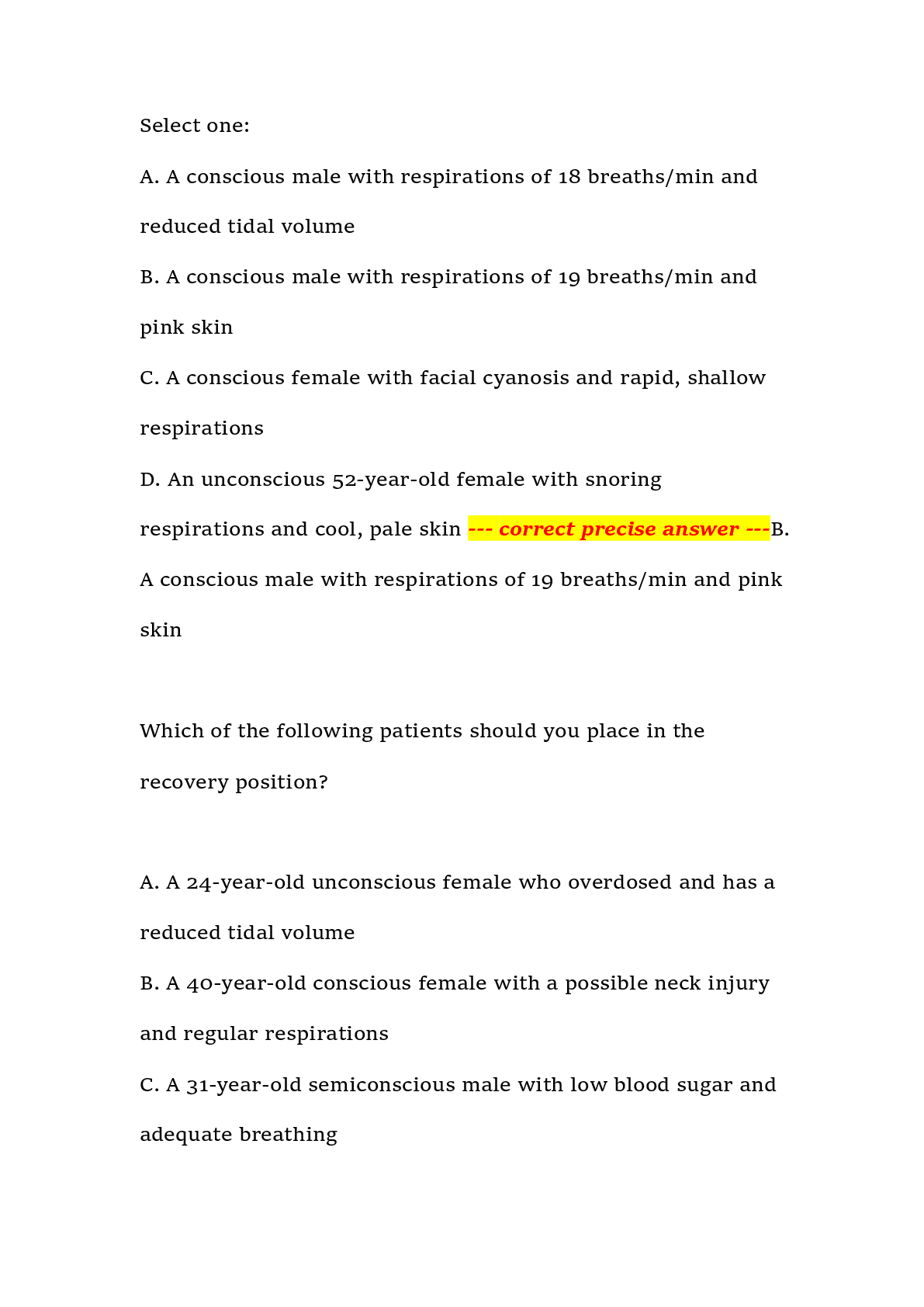 Preview page 4 of JBL Module 2 Practice Exam Questions and Answers 100% Solved – EMT Module 2 – Practice Exam Material