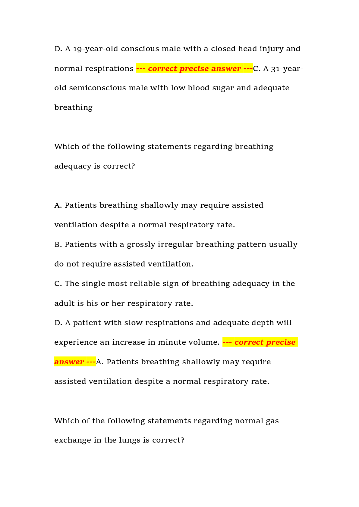 Preview page 5 of JBL Module 2 Practice Exam Questions and Answers 100% Solved – EMT Module 2 – Practice Exam Material