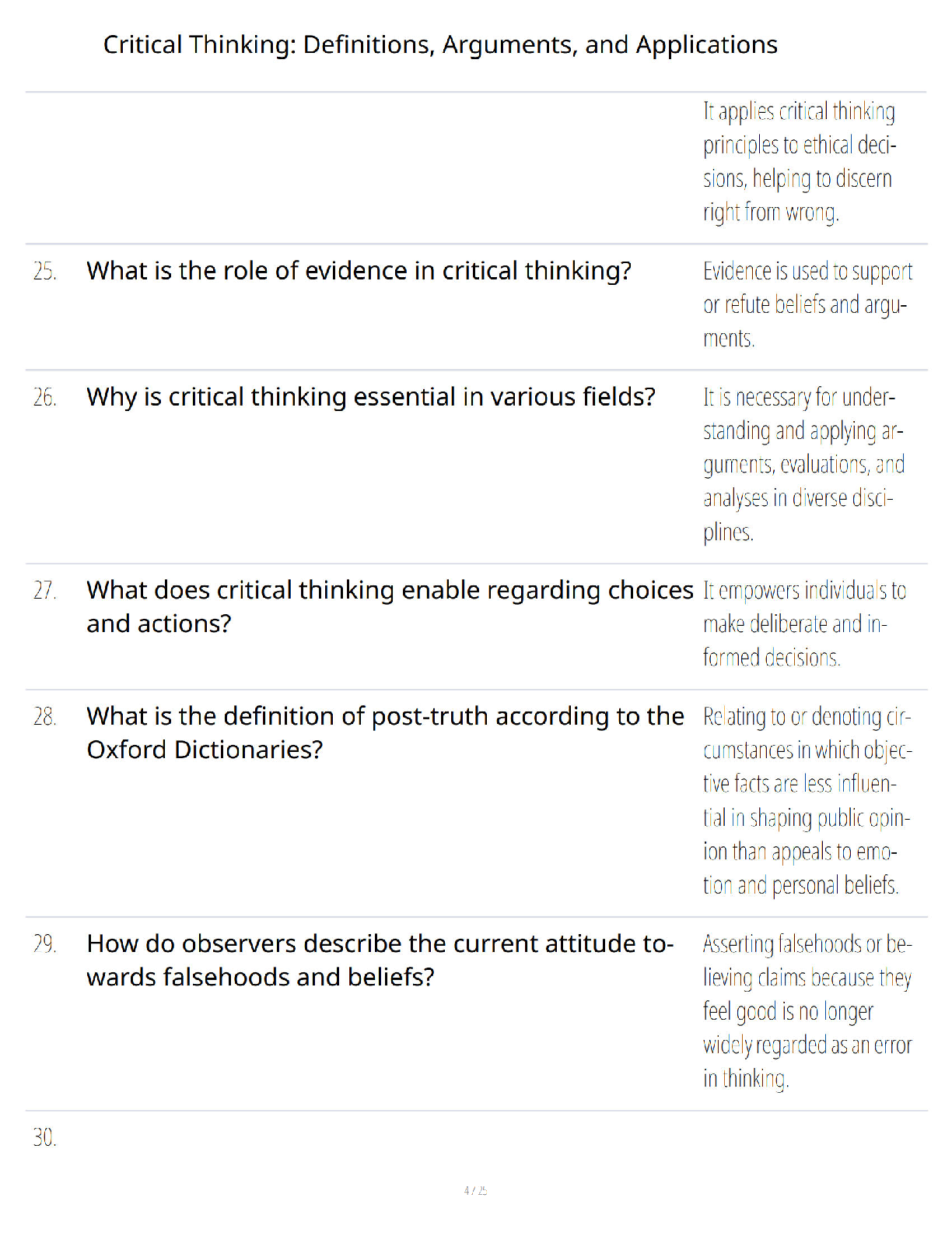 Preview page 3 of Critical Thinking - Definitions, Arguments, and Applications Study Guide - Verified Questions and Answers - A+ Guarantee