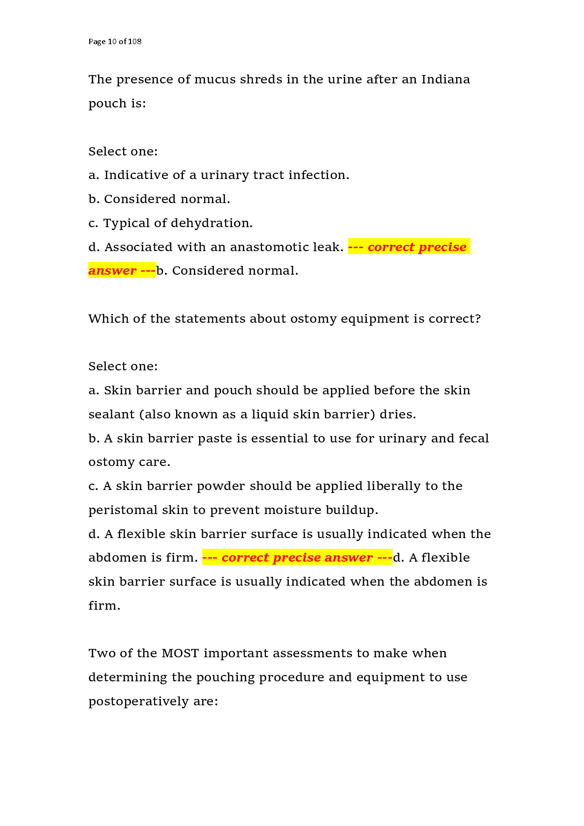Preview page 6 of WEB WOC Ostomy Care Final Exam – WOC Nursing Certification – Complete Question Bank with Correct Answers and Rationales