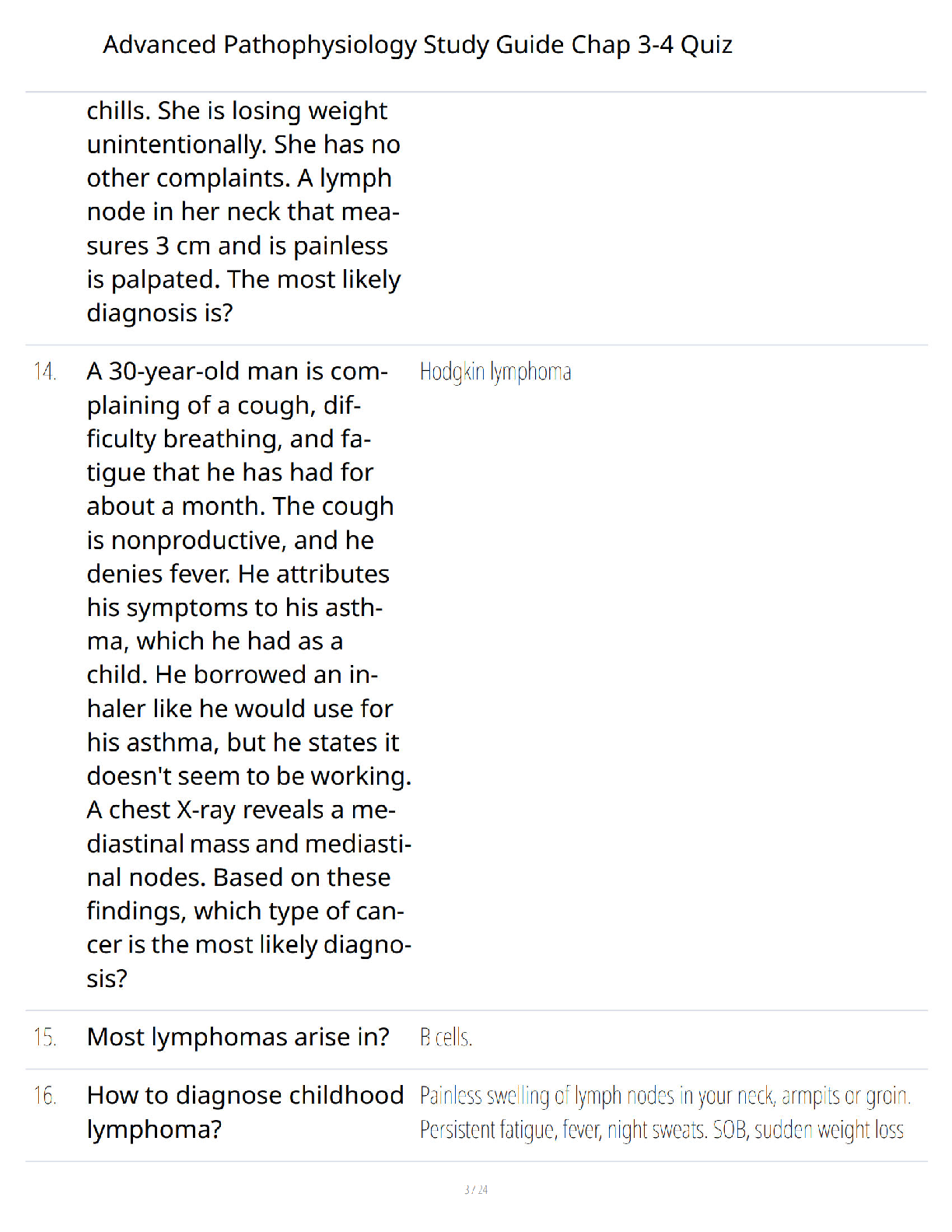 Preview page 2 of Advanced Pathophysiology Study Guide Chapters 3–4 Quiz - Comprehensive Review - Verified Questions and Answers - A+ Guar