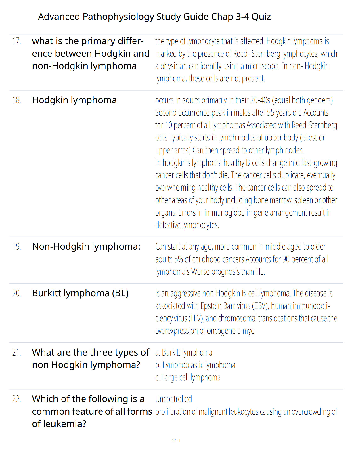 Preview page 3 of Advanced Pathophysiology Study Guide Chapters 3–4 Quiz - Comprehensive Review - Verified Questions and Answers - A+ Guar