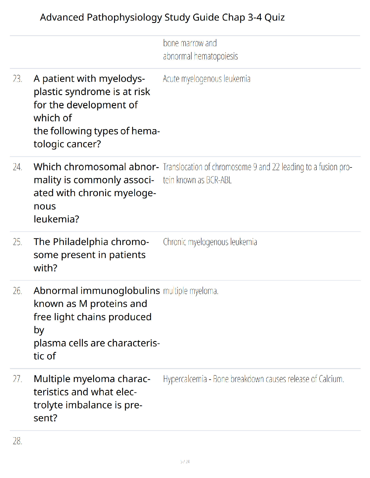 Preview page 4 of Advanced Pathophysiology Study Guide Chapters 3–4 Quiz - Comprehensive Review - Verified Questions and Answers - A+ Guar