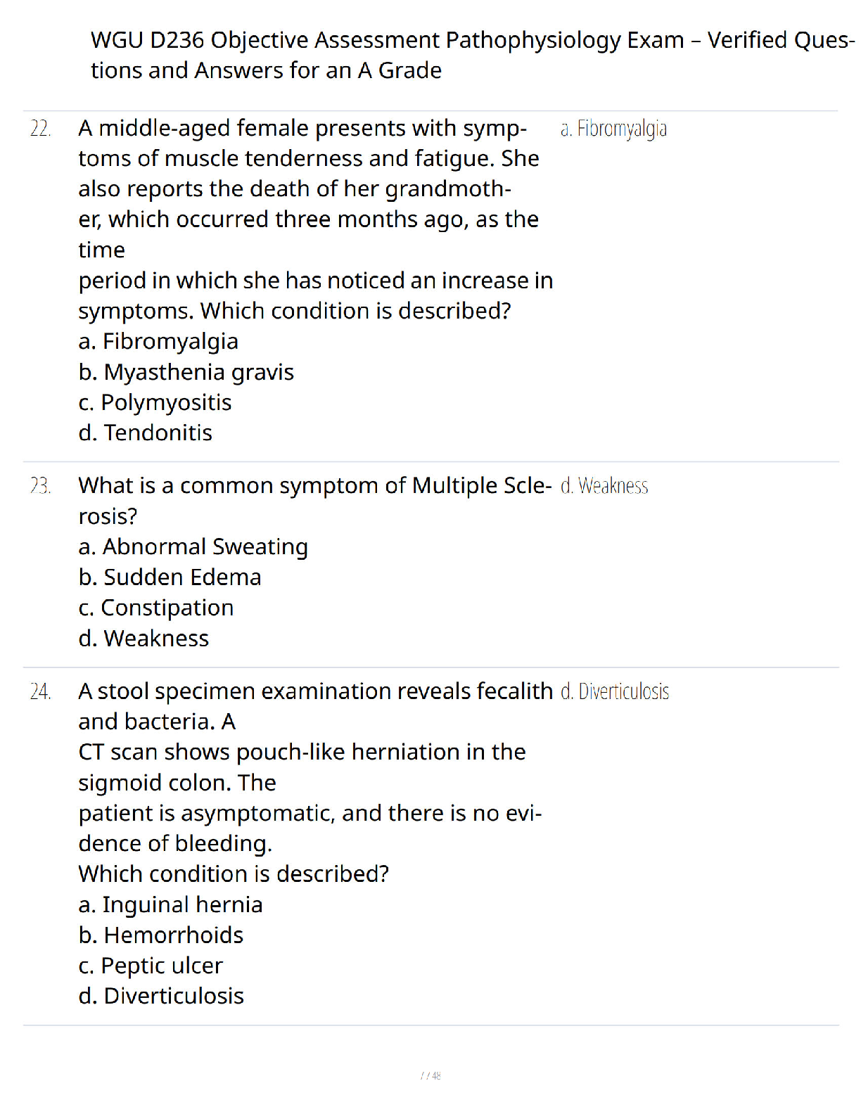 Preview page 7 of WGU D236 Objective Assessment Pathophysiology Exam - Verified Questions and Answers - Comprehensive Study Guide - A+ Gua