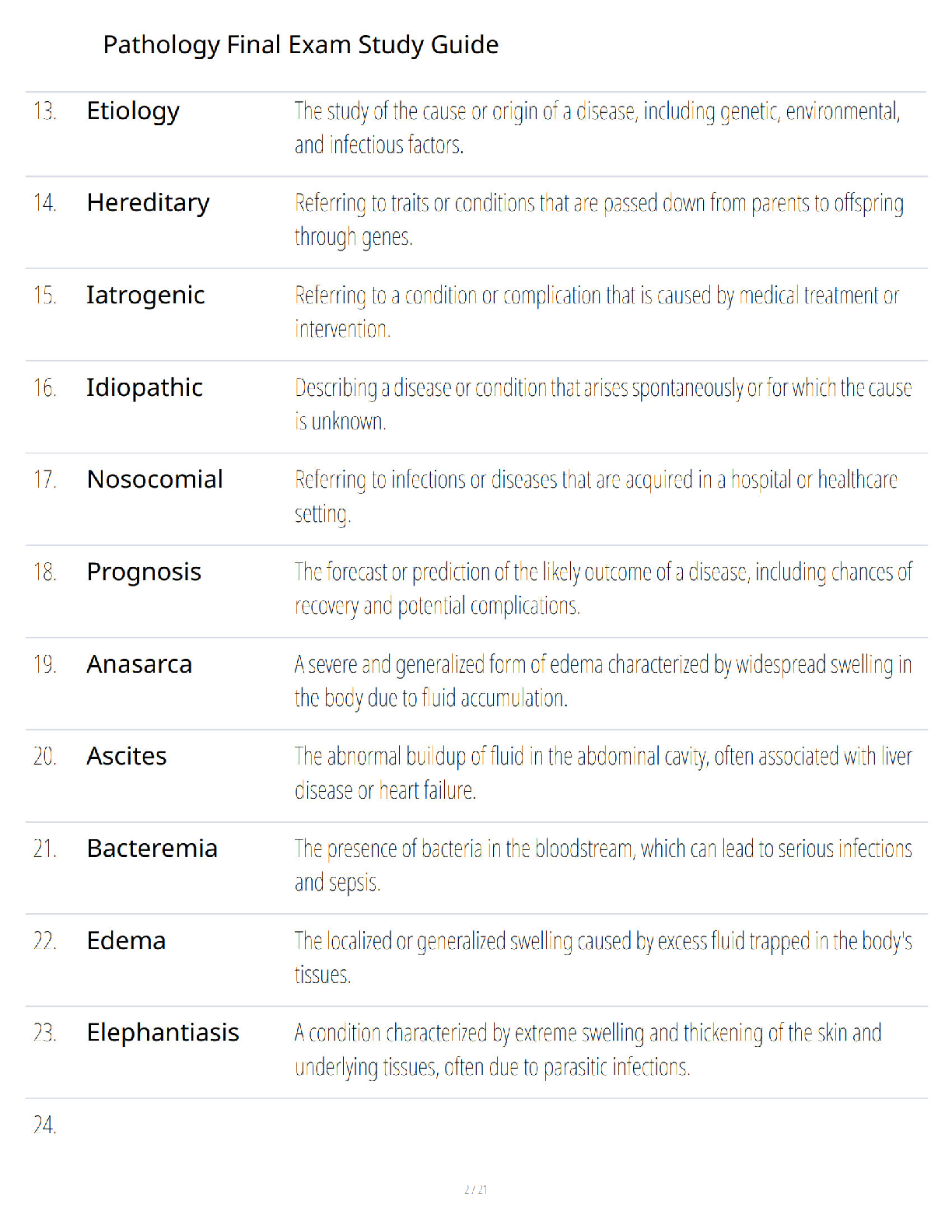 Preview page 2 of Pathology Final Exam Study Guide - Comprehensive Review - Verified Questions and Answers - A+ Guaranteed Exam Prep - Gua